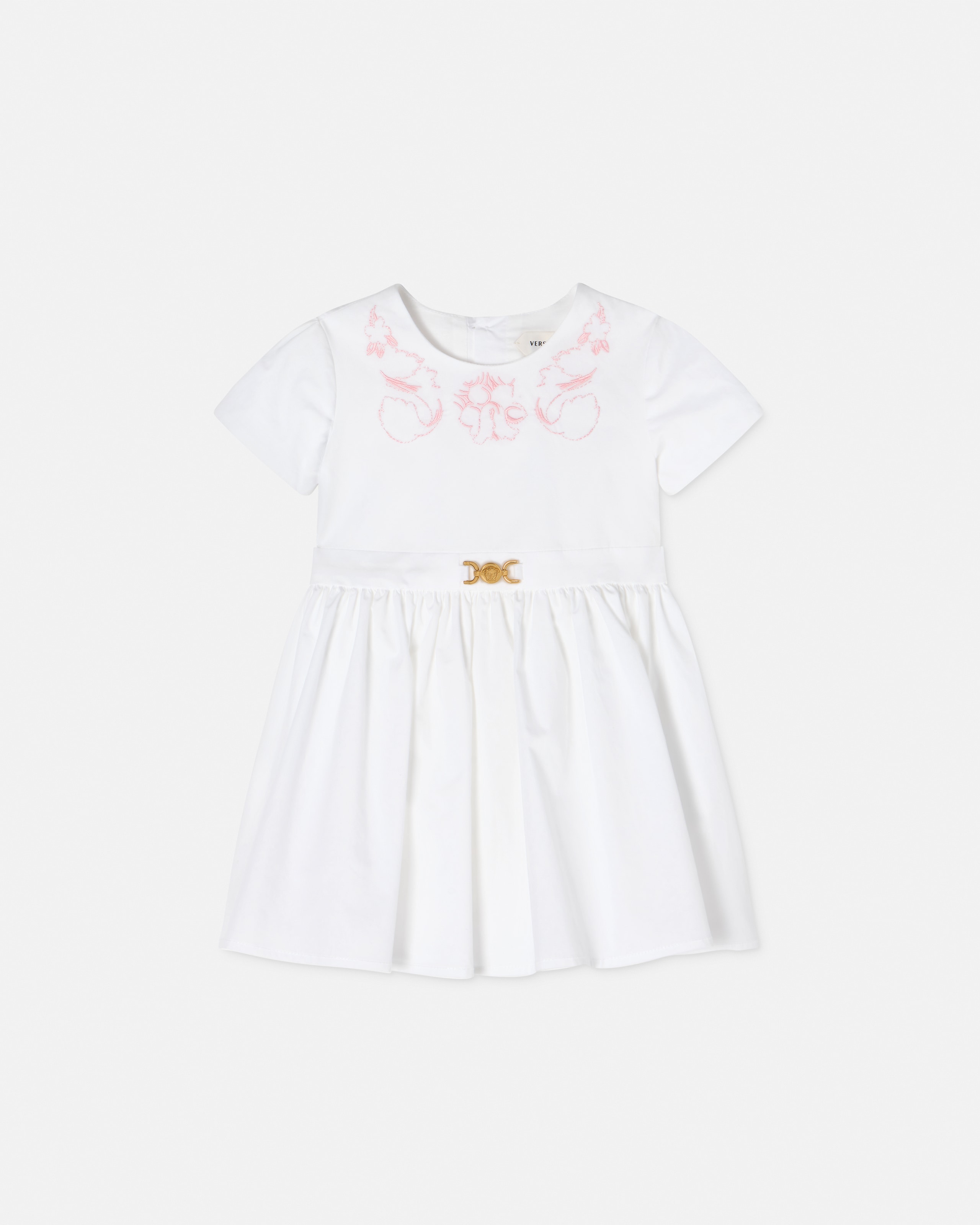 Versace Robe En Popeline De Coton Baby In Blanc+rose