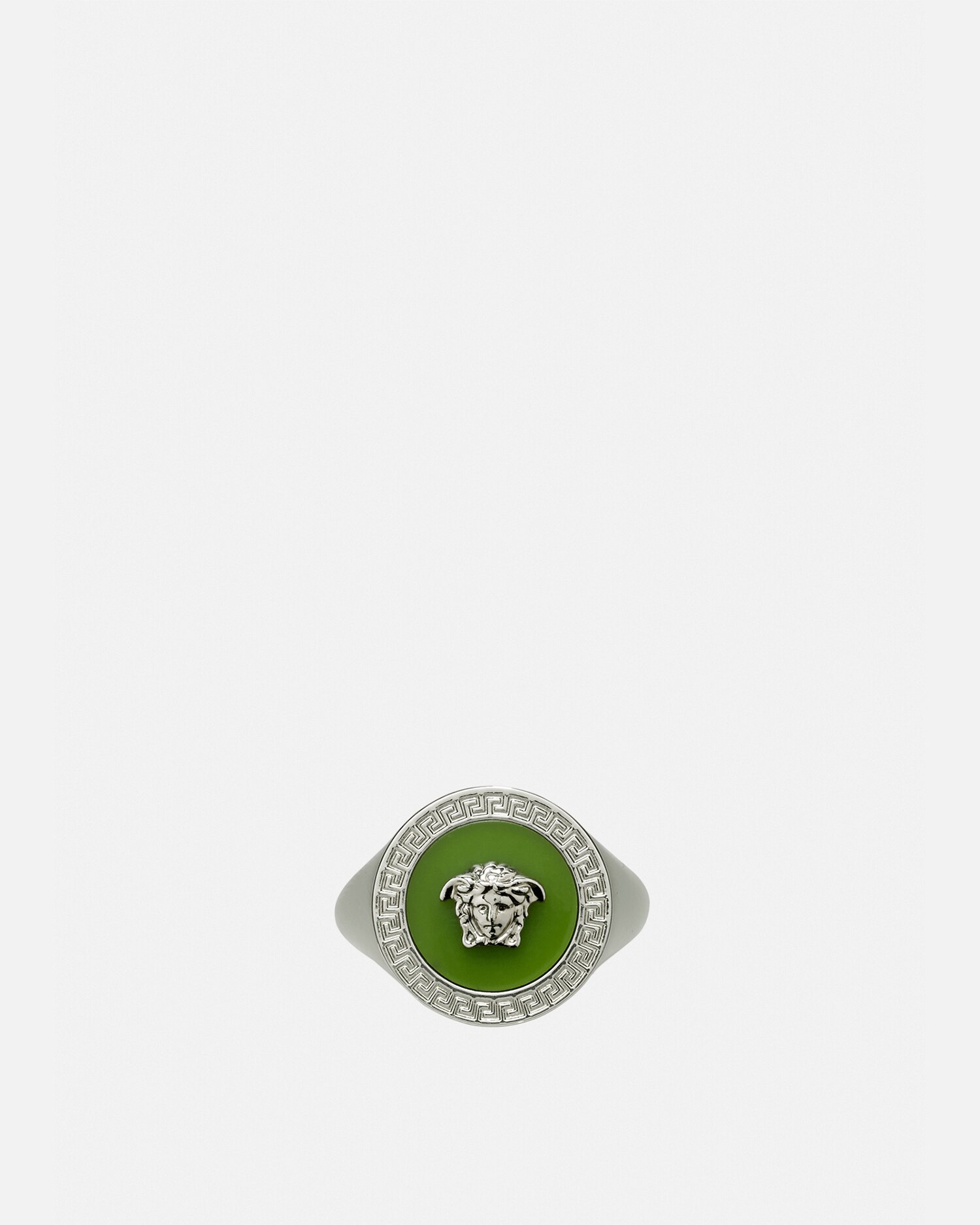 Versace Enamel Medusa Ring In Green