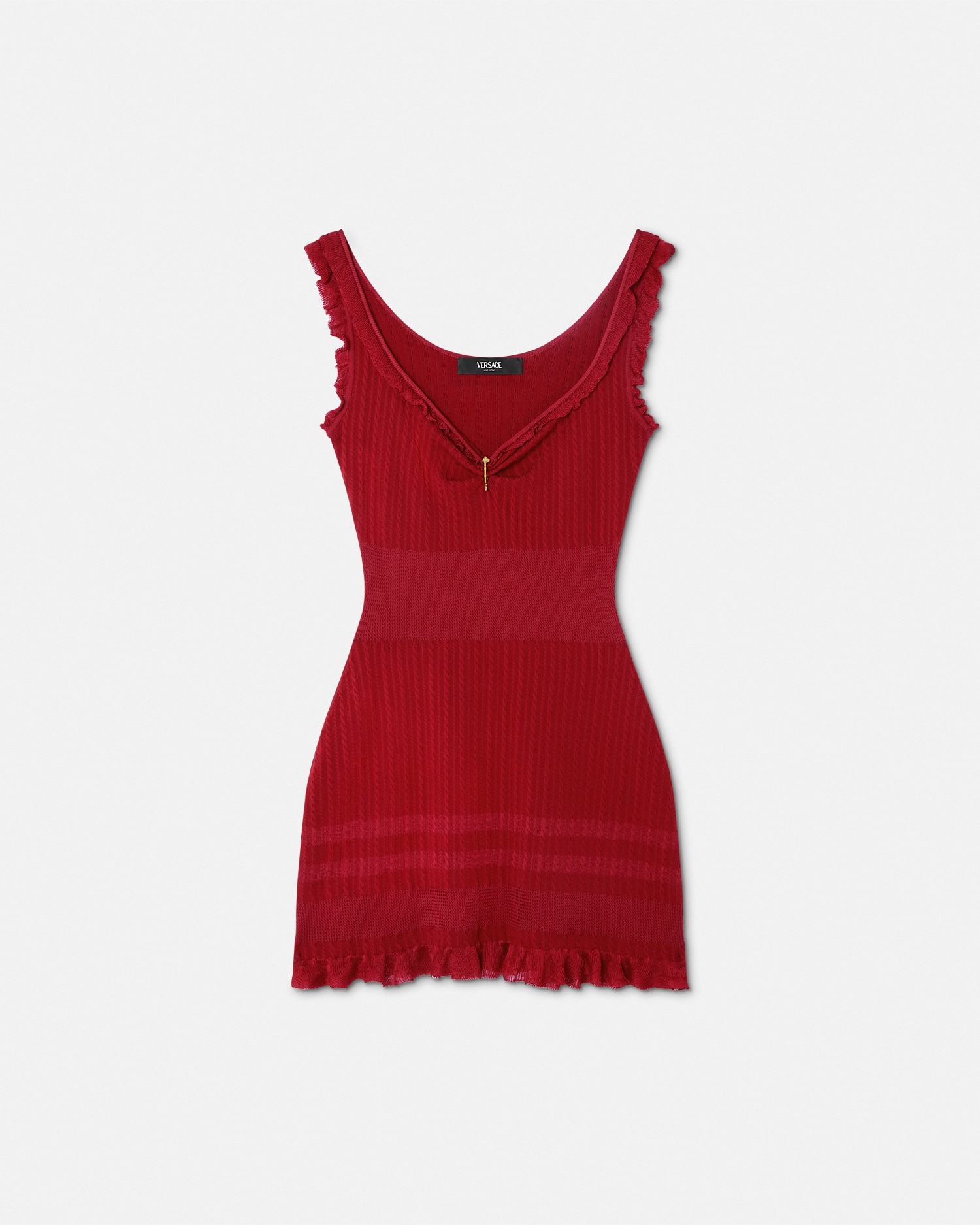 Versace Mini Robe Évasée En Tricot In Red