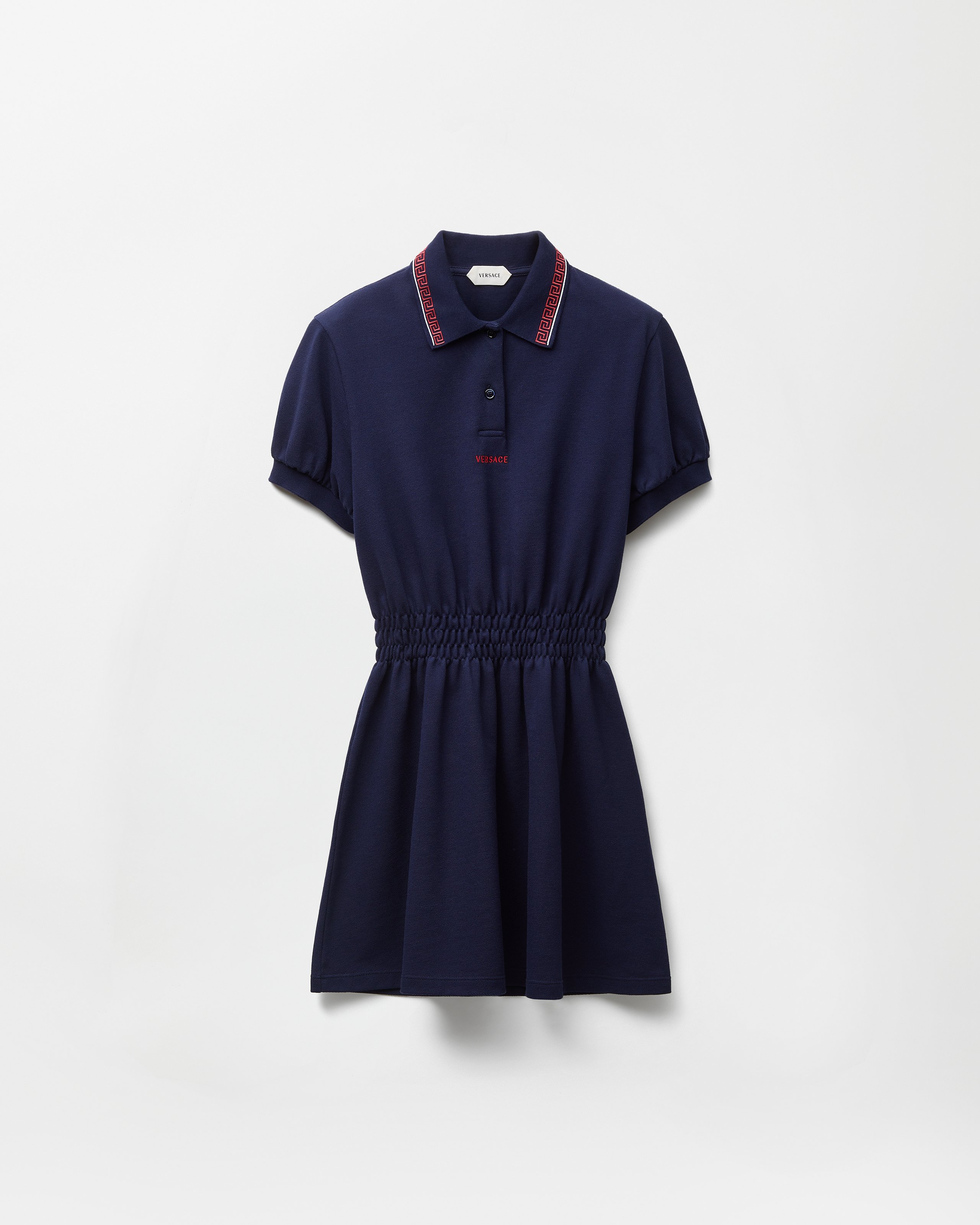 Versace Mini Robe Polo En Piqué De Coton Brodée In Blue