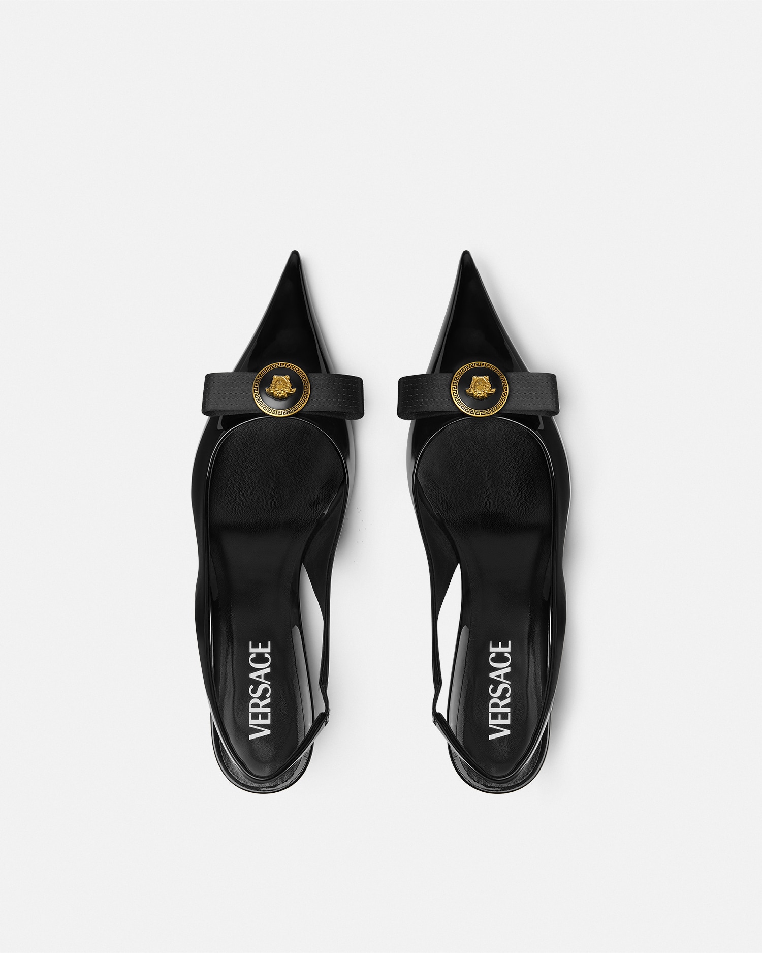Gianni Ribbon Patent Slingback Pumps 45 mm