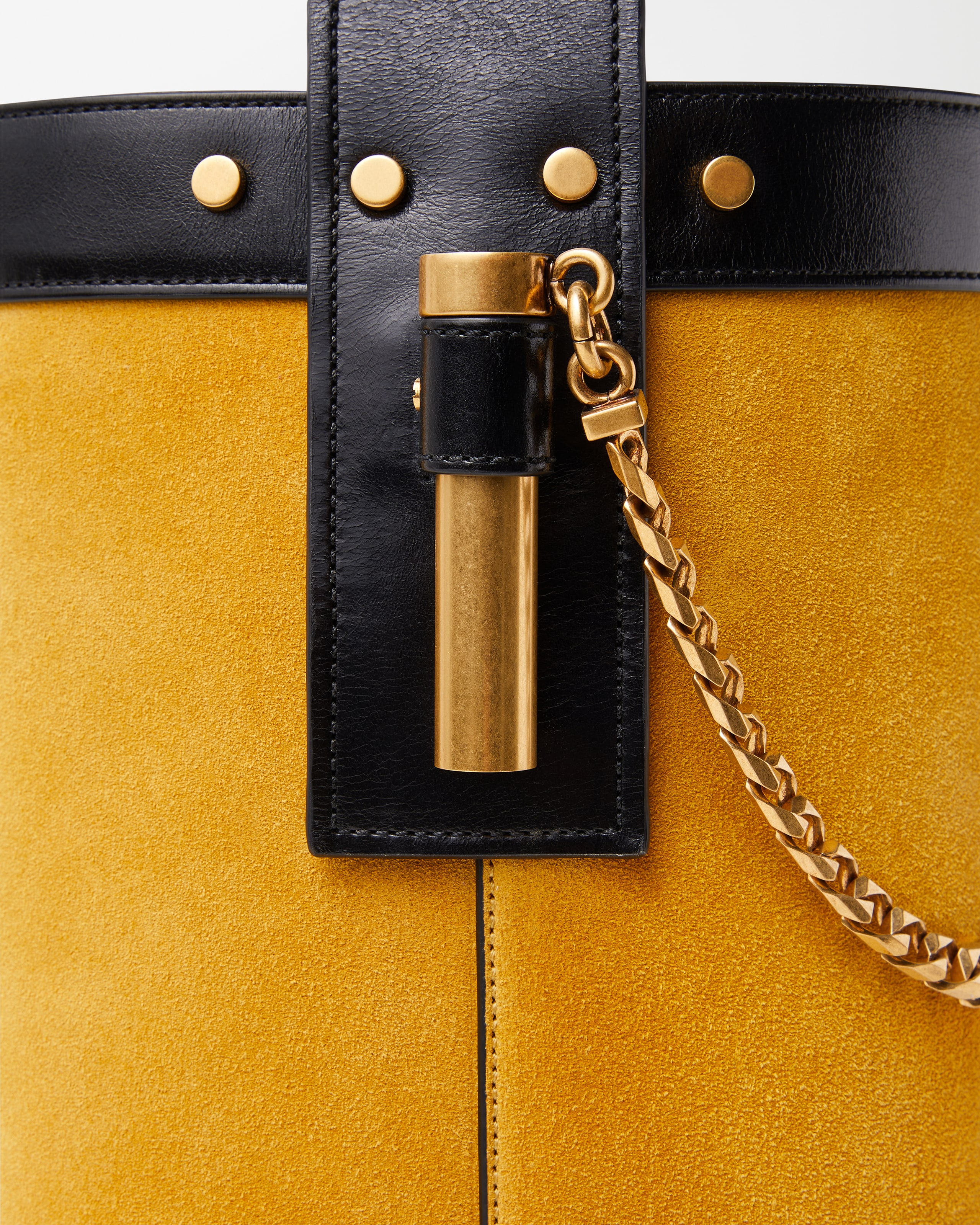 Pivot Small Suede Bucket Bag Yellow | VERSACE US