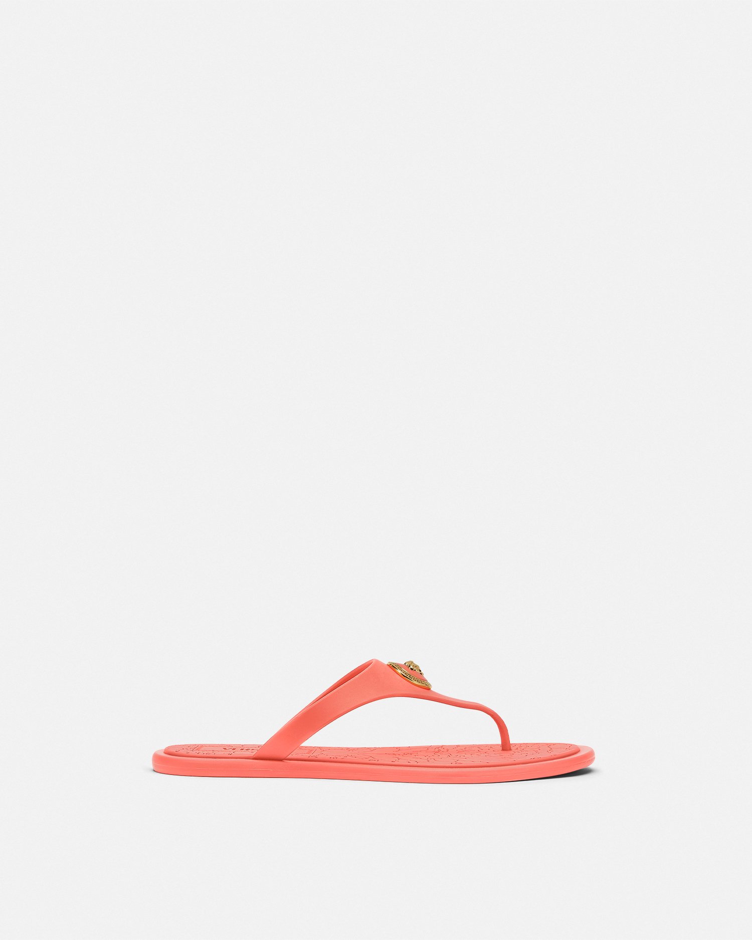 Versace Alia Flat Rubber Sandals In Coral