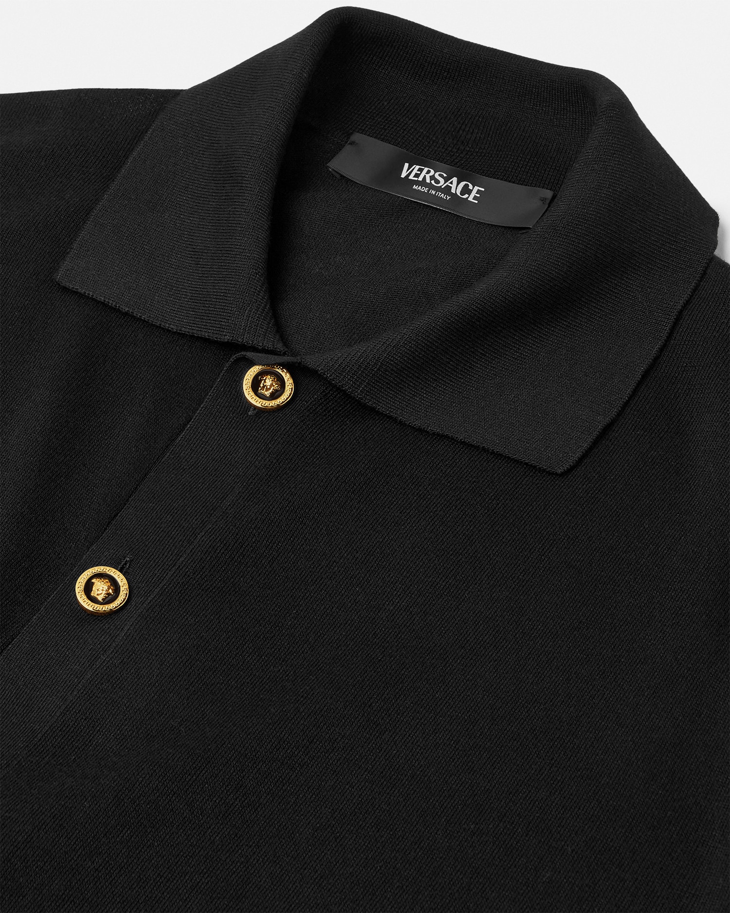 Versace Cardigan Polo En Maille De Soie Mélangée