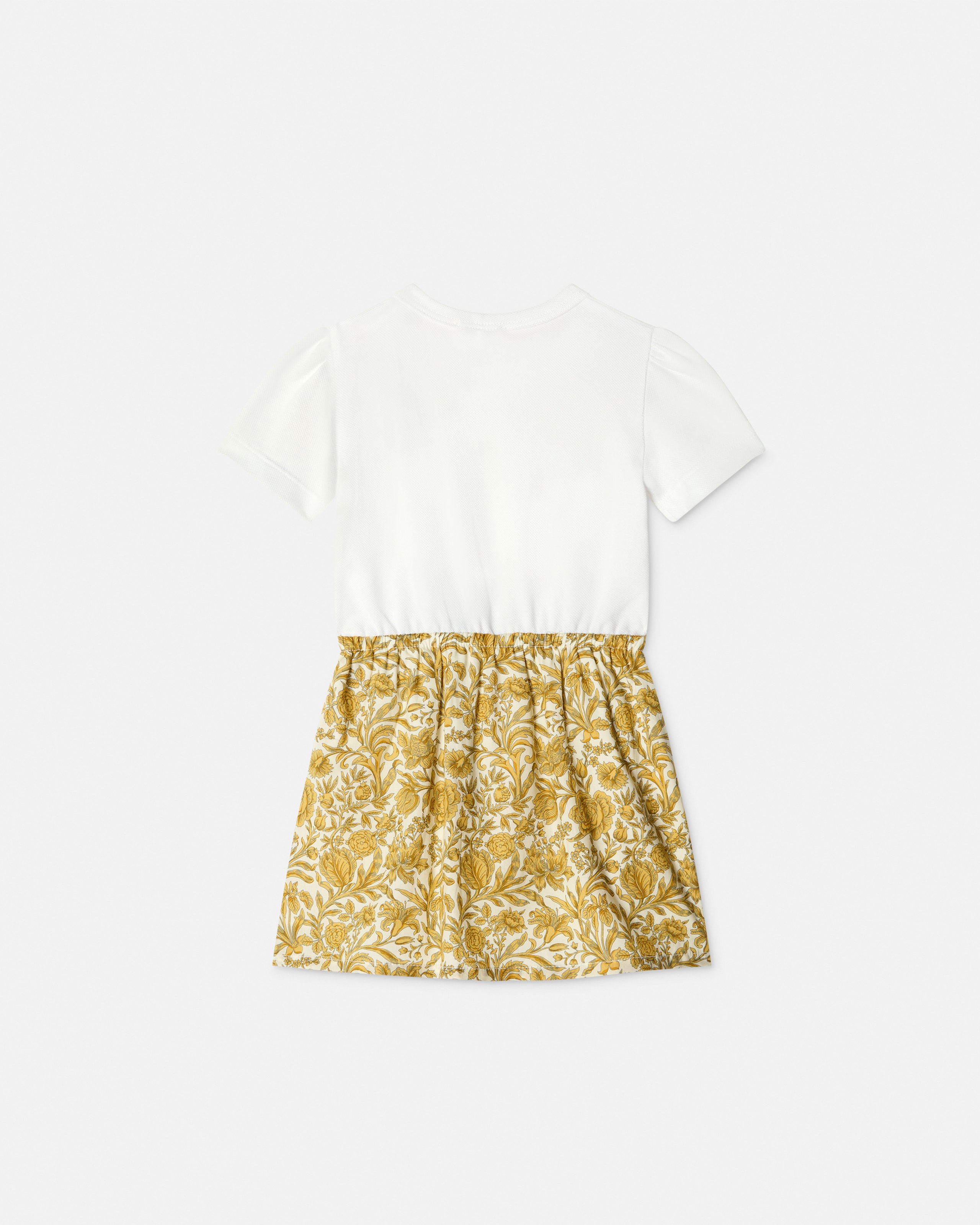 white and gold infant dress Dolce & Gabbana Baby Girls White Textured Gold DG Dress
