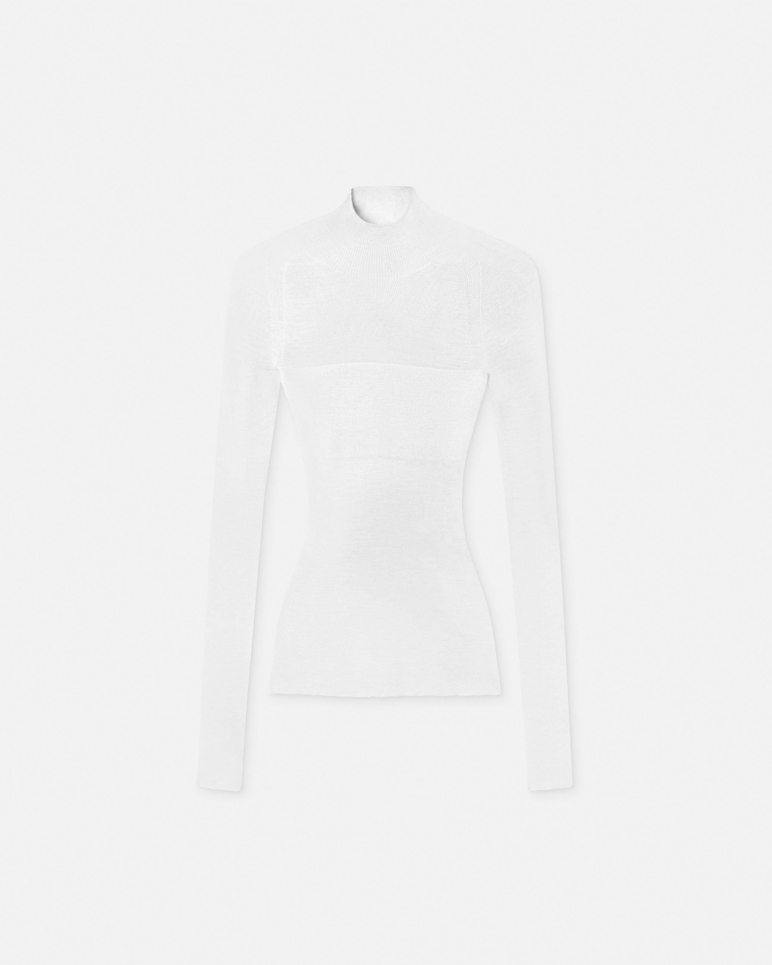 Versace Merino Wool Fitted Ribbed Knit Top In White