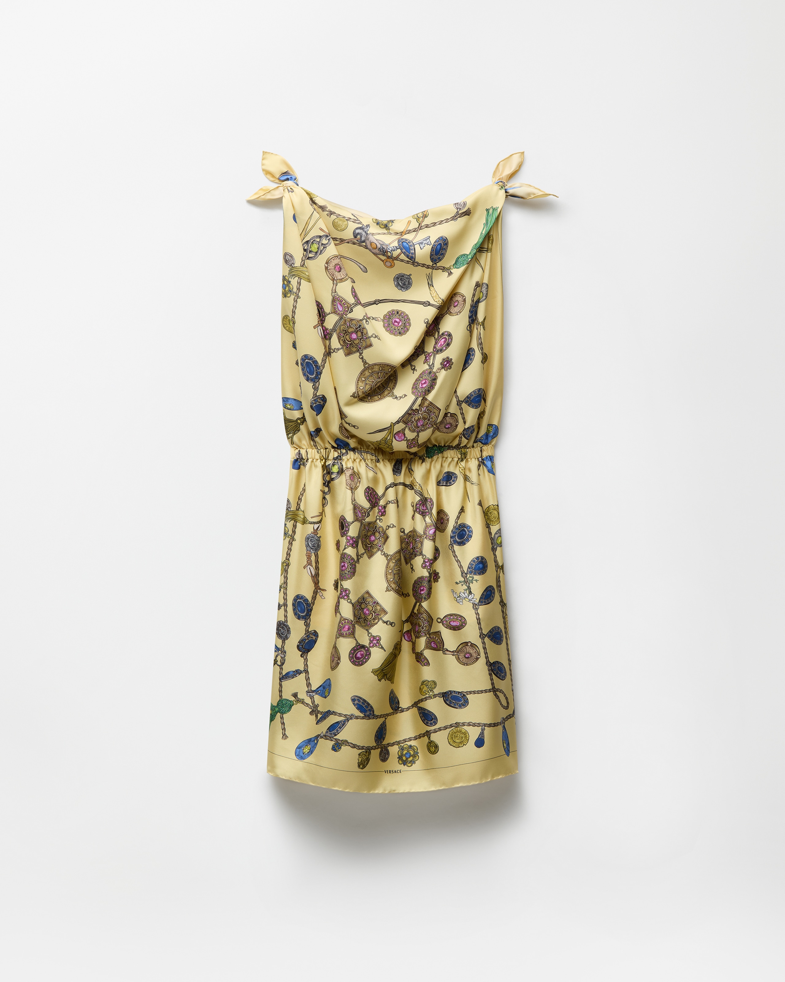 Versace Printed Silk Twill Midi Dress In Multi