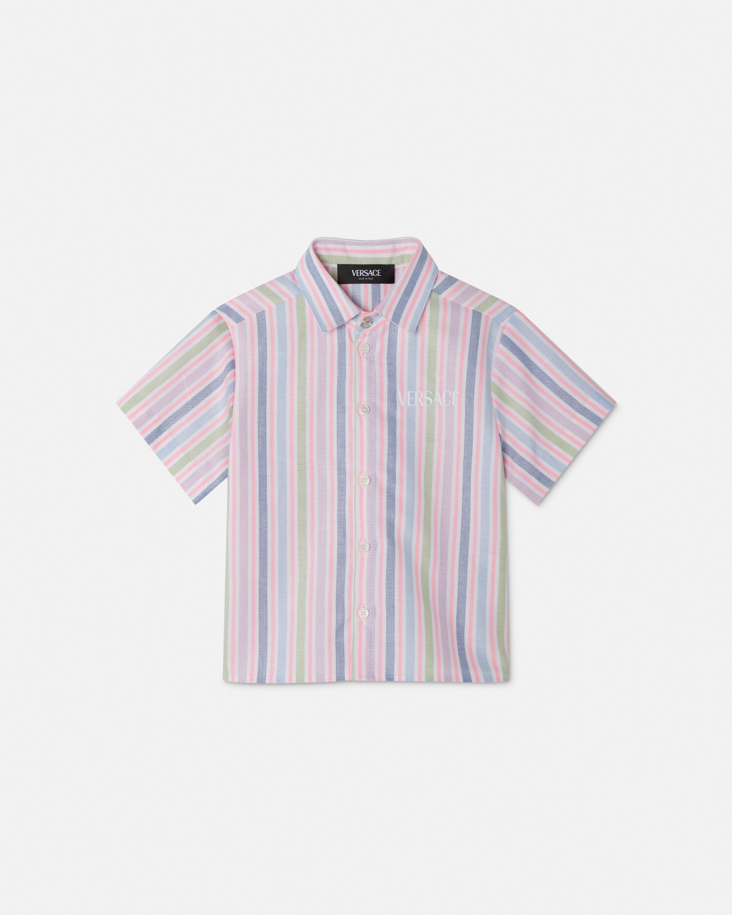 Versace Striped  Logo Kids Shirt In Multicolor