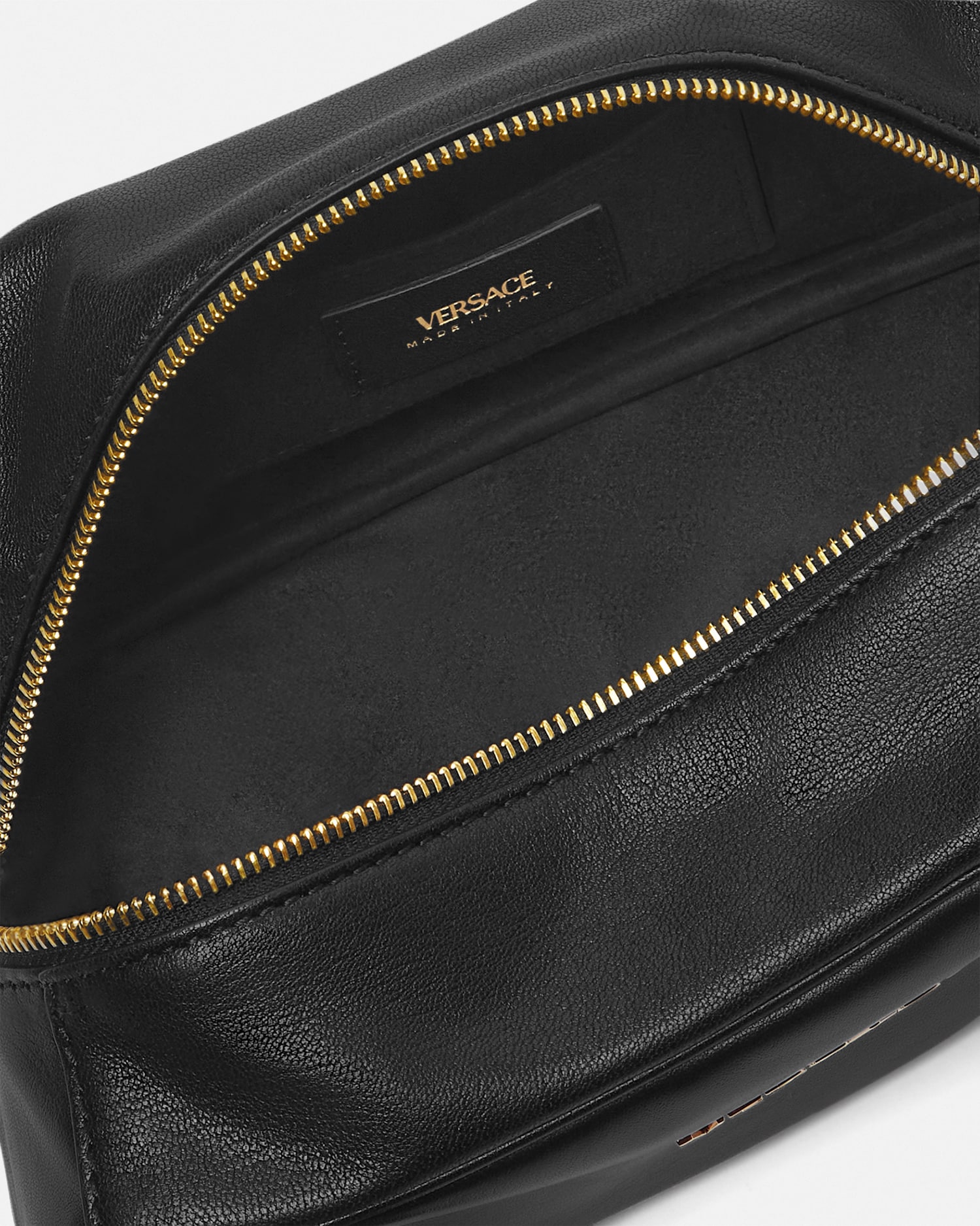Versace Tag Nappa Bowling Bag Black,Gold | VERSACE US