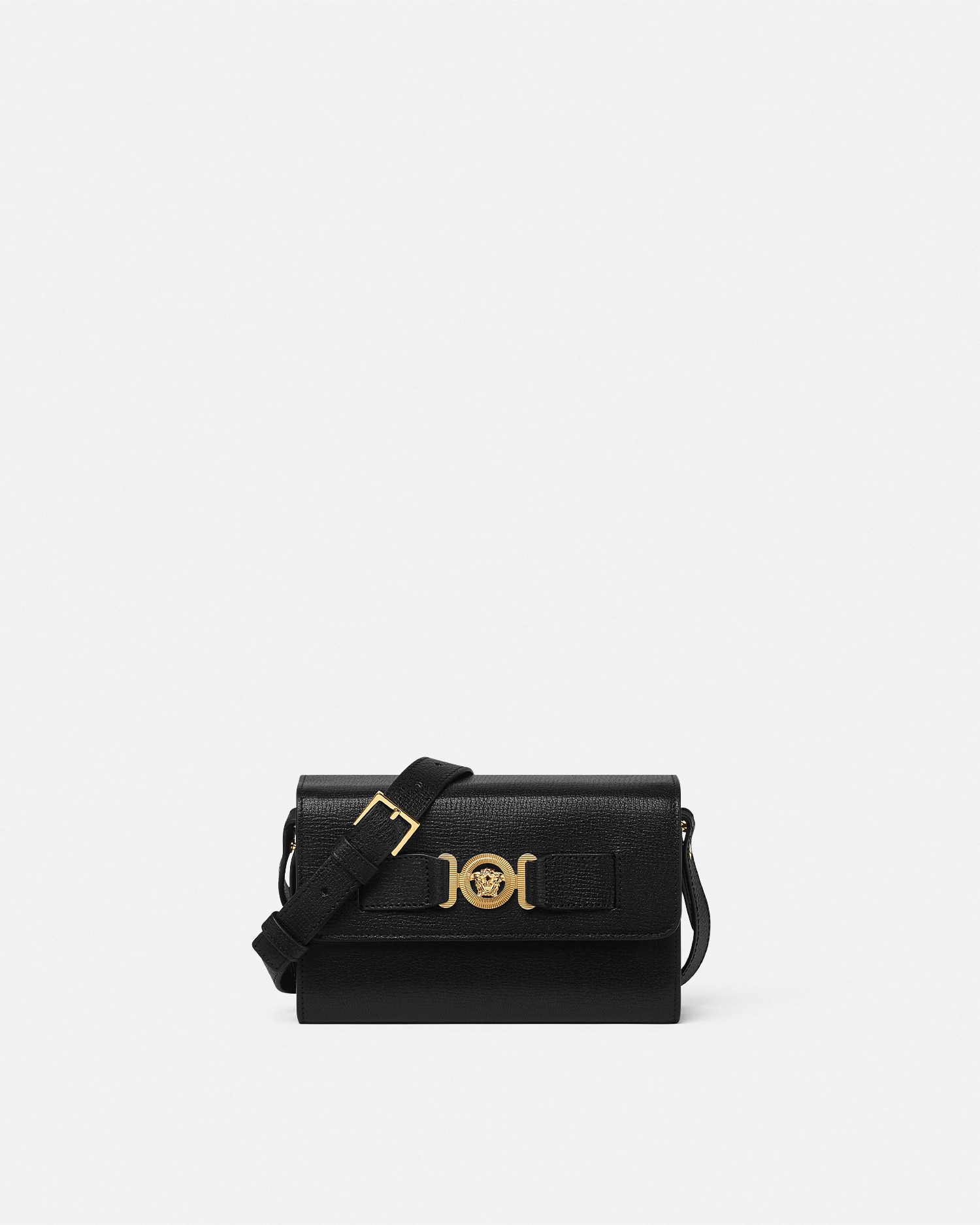 Versace Medusa Biggie Messenger Bag In Black+gold