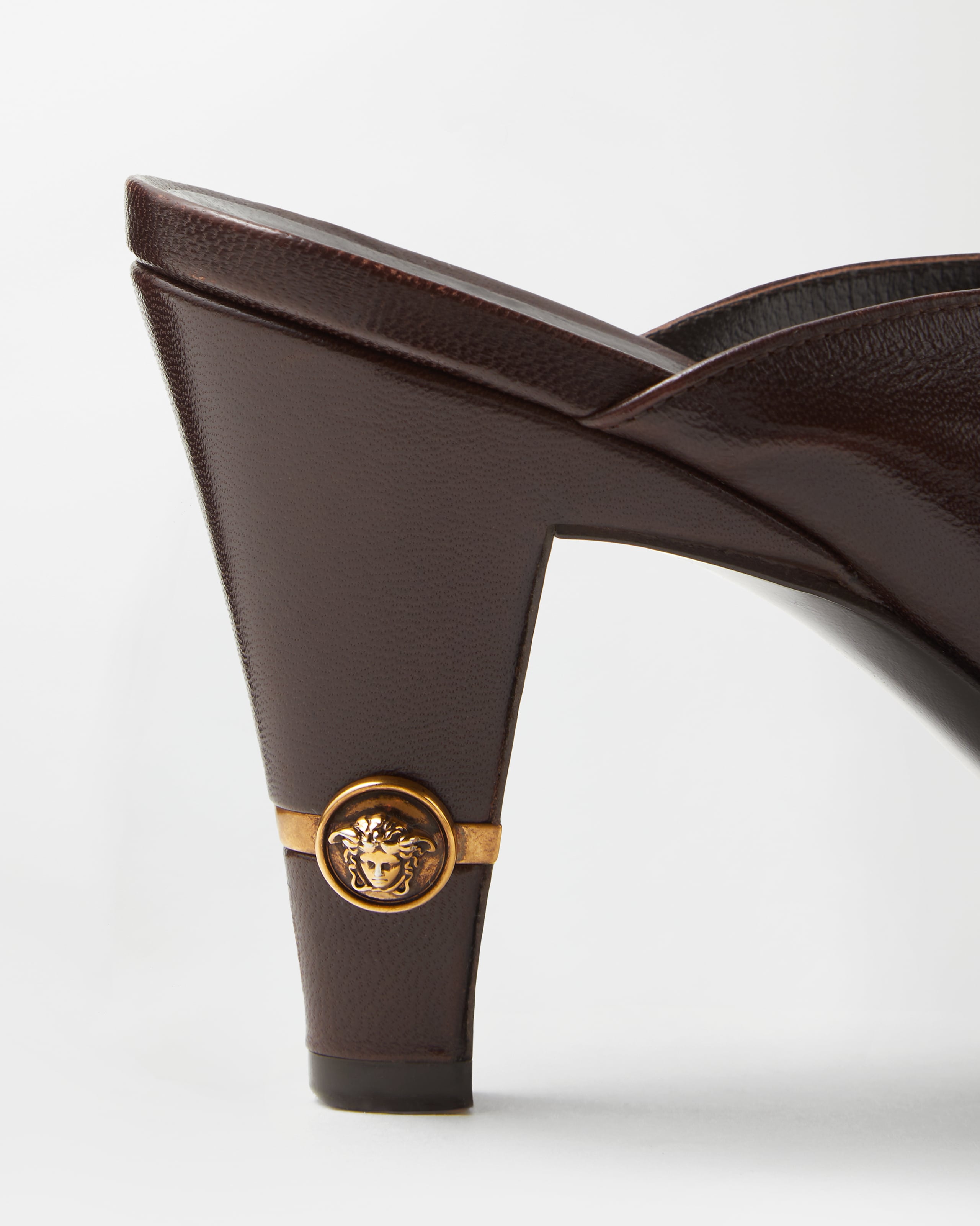 Giulietta Leather Mules 80 mm Black | VERSACE US