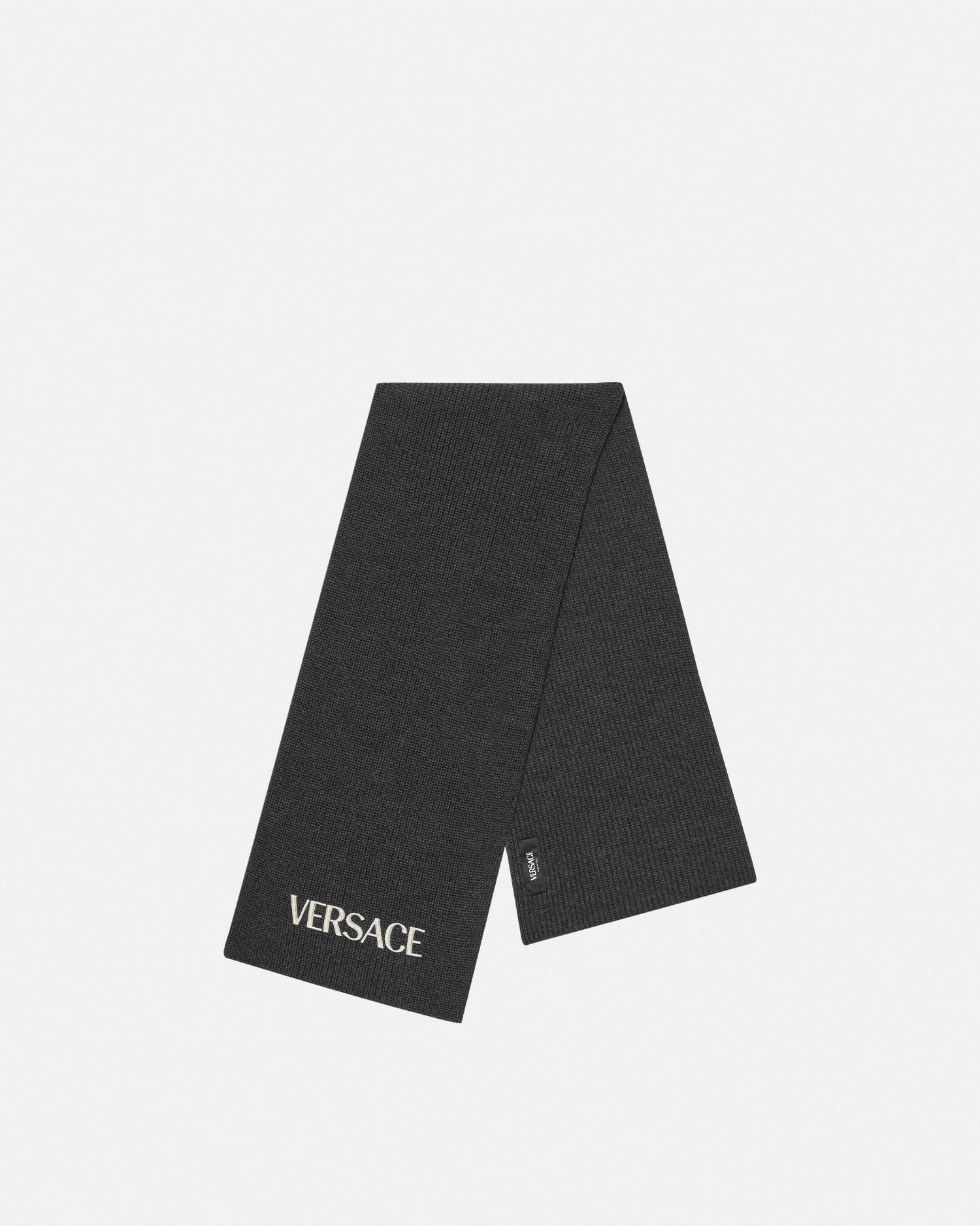 Versace Logo Kids Knit Scarf In Gris