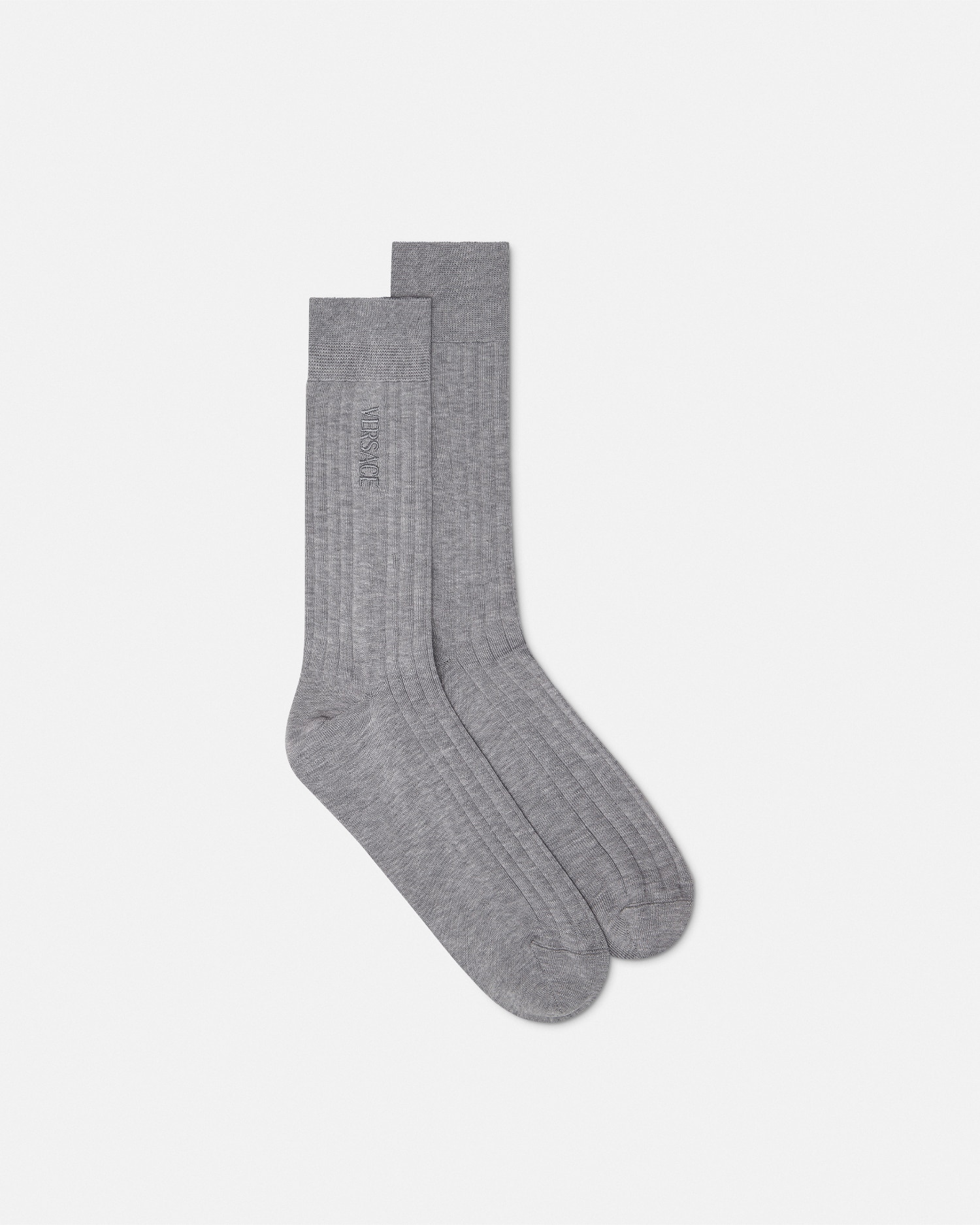 Embroidered Ribbed Logo Socks