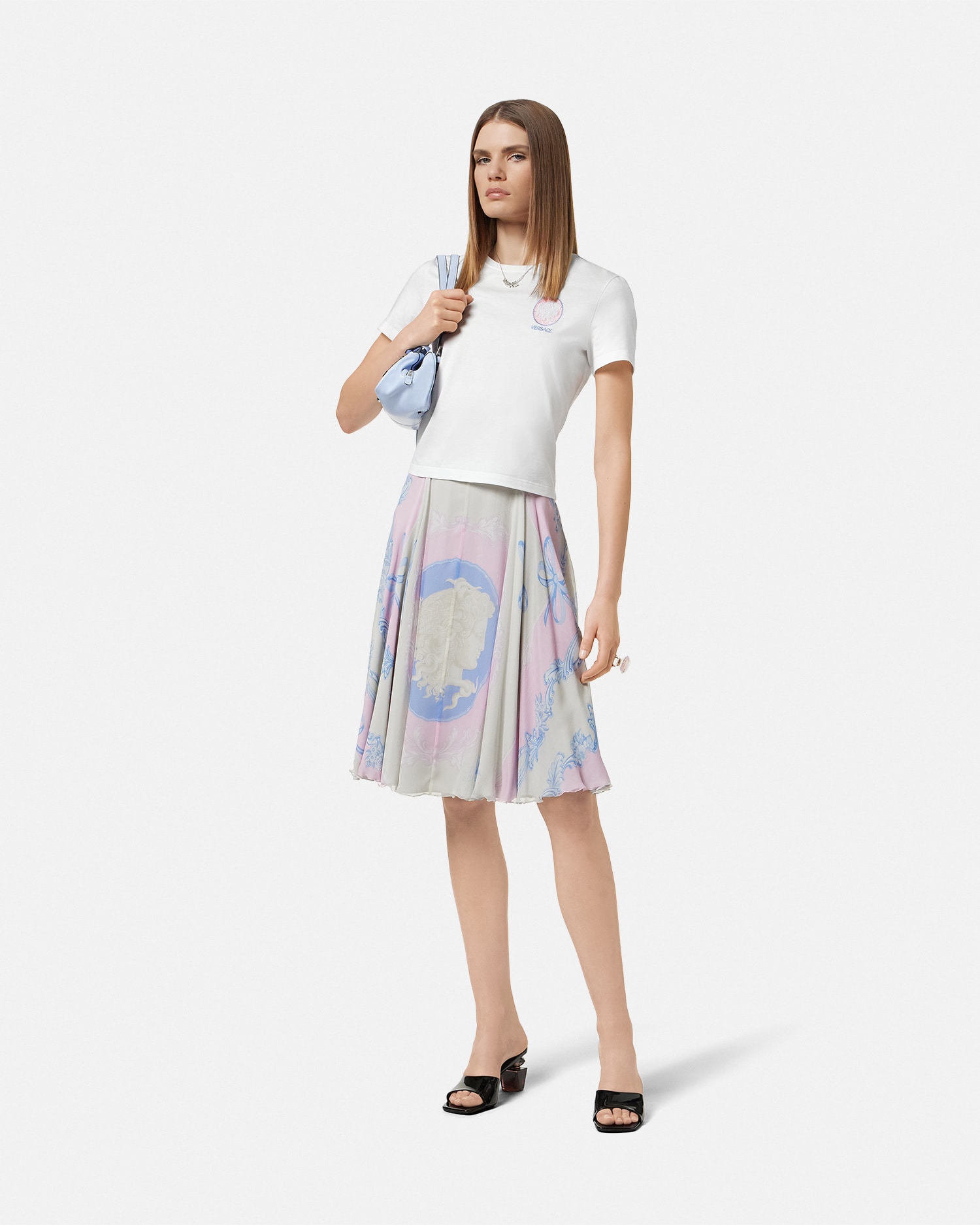 Versace Cameo Logo T-shirt With Classic Crew Neckline In Versace Cameo Logo T-shirt With Classic Crew Neckline In