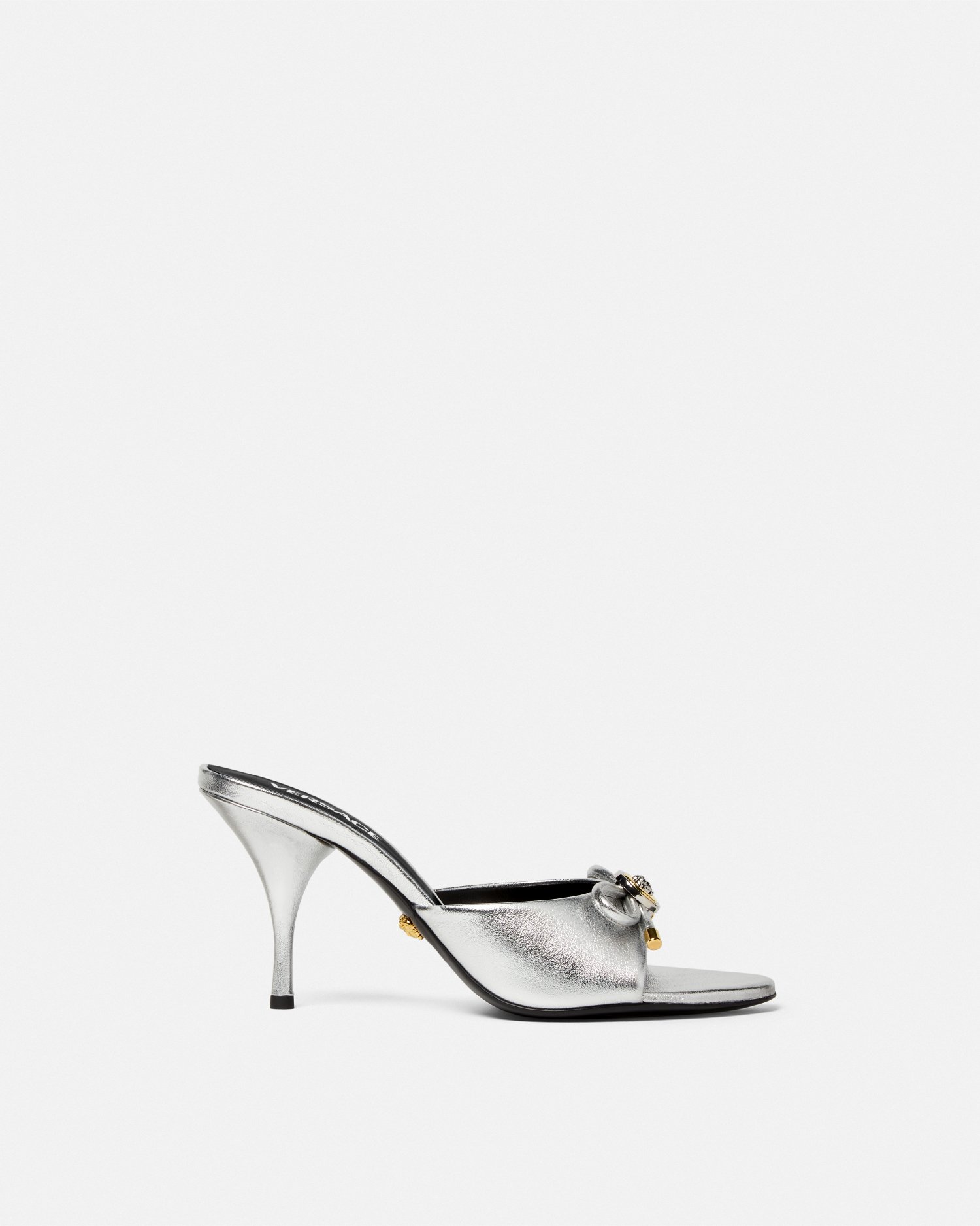 Versace Mules Métallisées Opera Bow 85 Mm