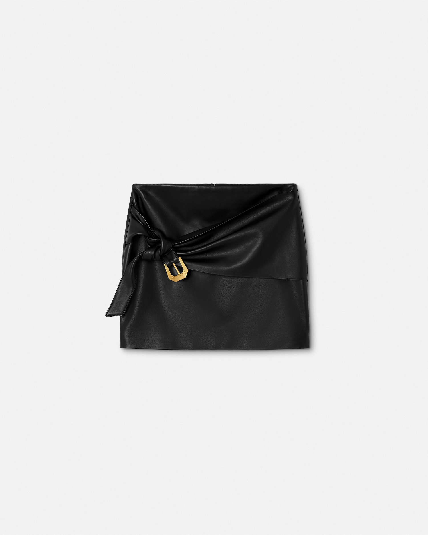 Versace Leather Mini Skirt In Black