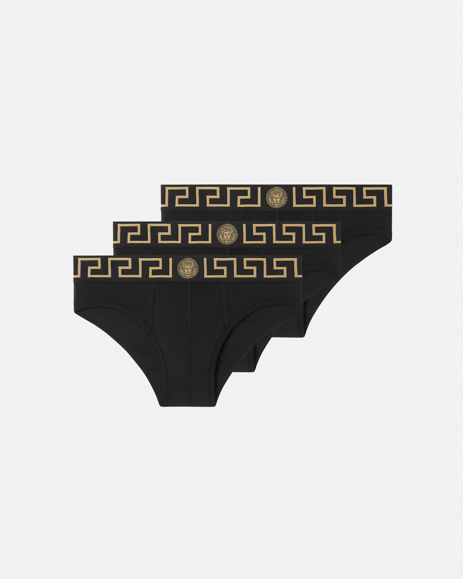 Versace Greca Border Briefs 3-pack In Noir