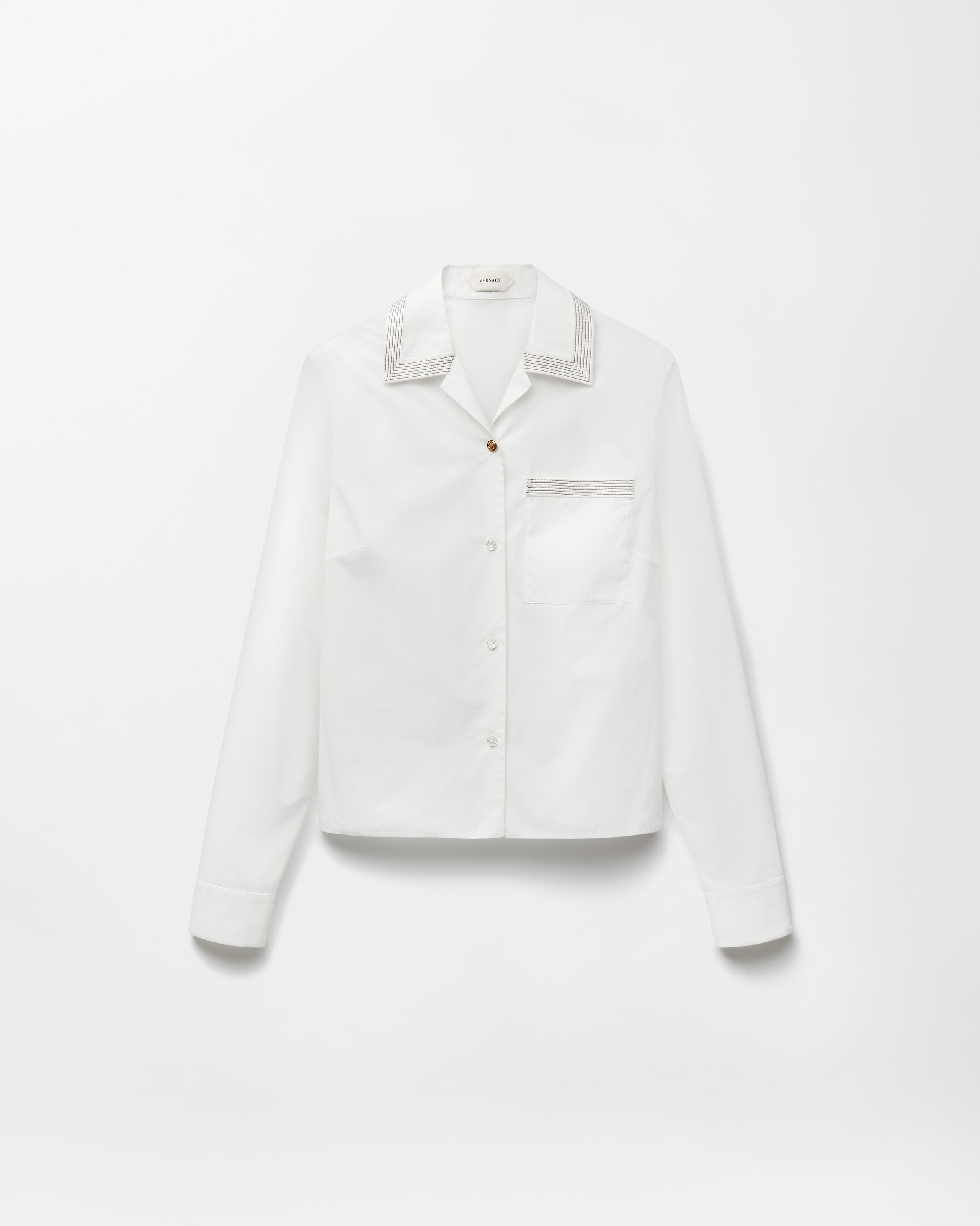Versace Chemise En Popeline De Coton In White
