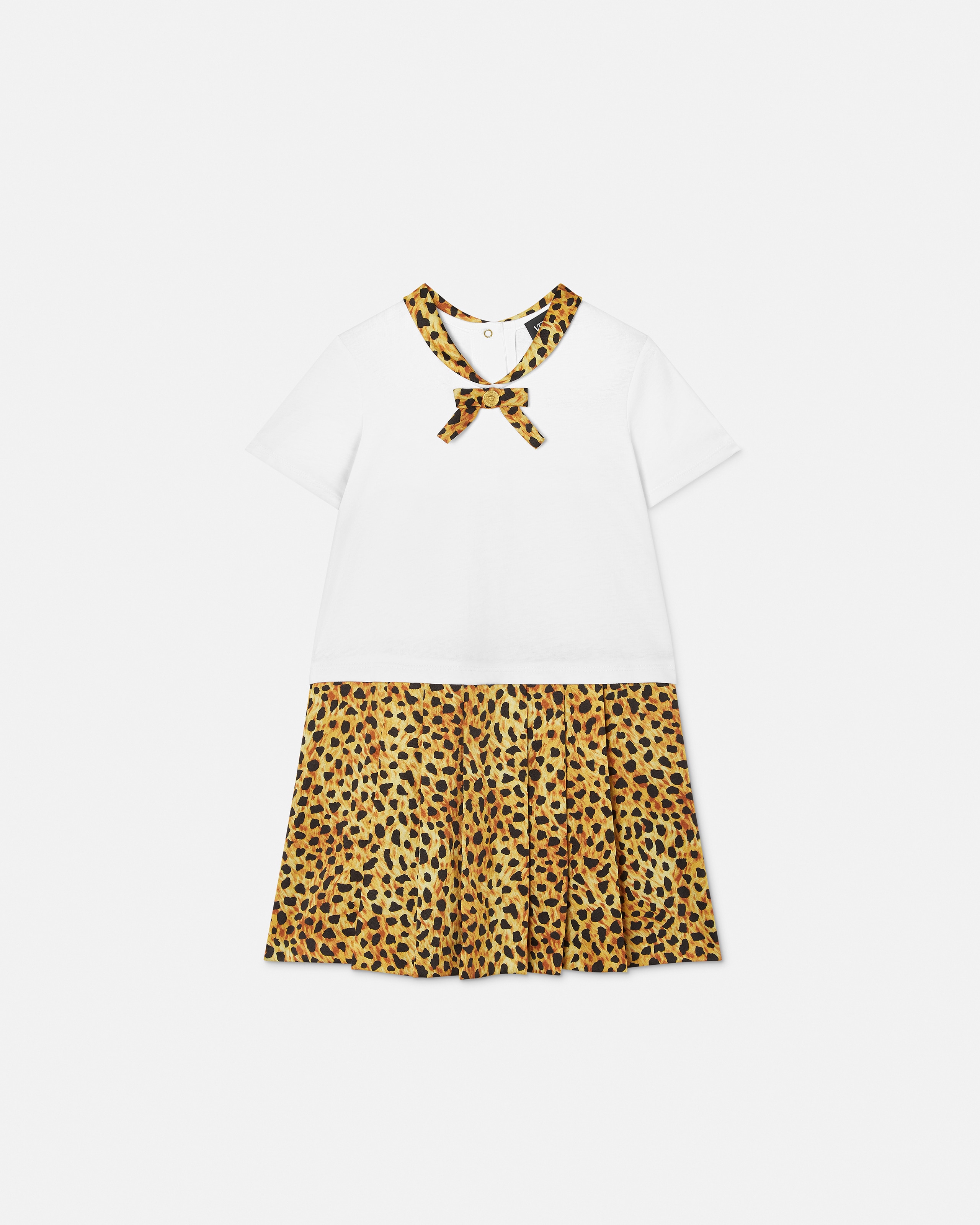 Versace Kids Printed Cotton-jersey Twill Dress In White
