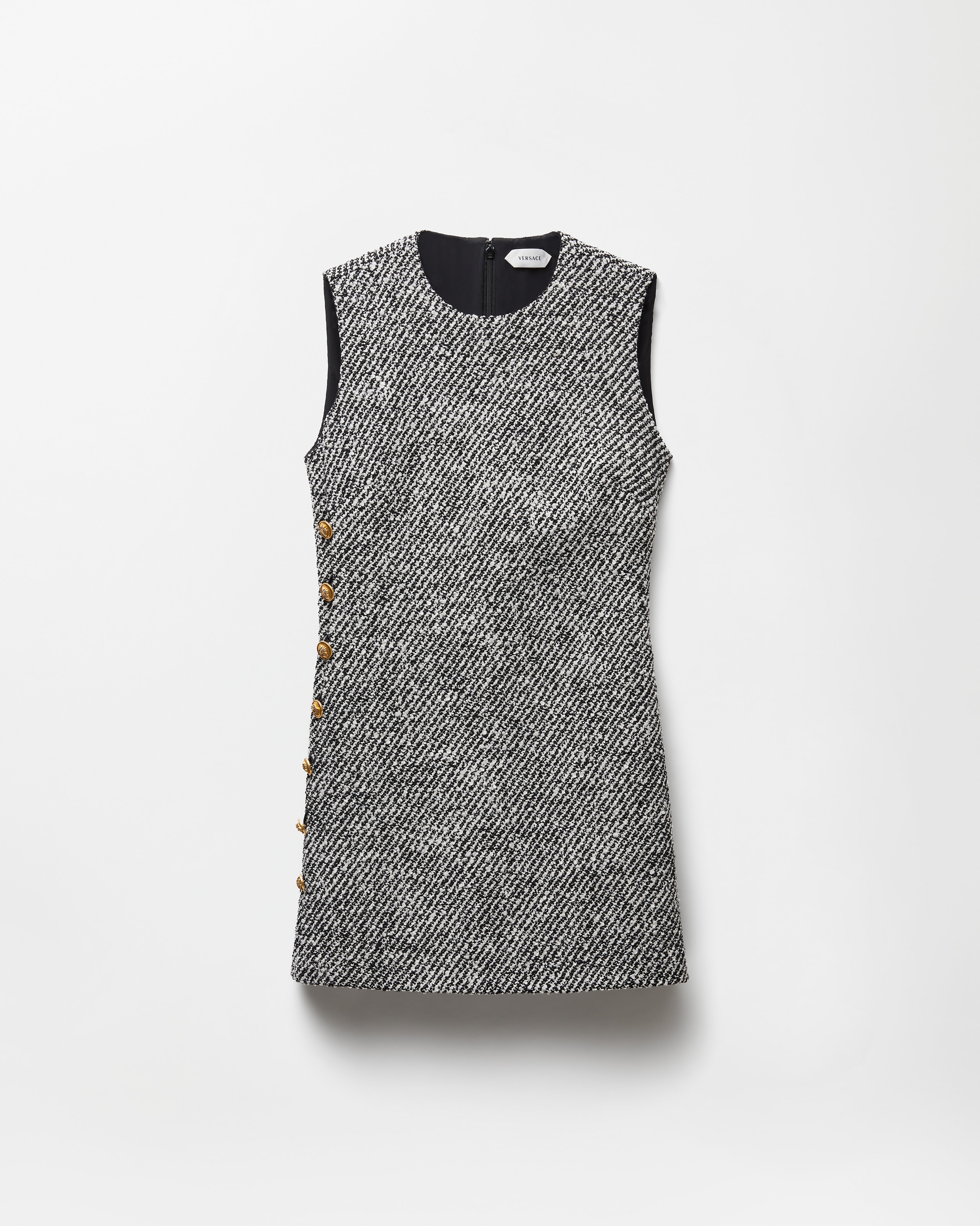 Versace Mini Robe En Laine Bouclée In Gray