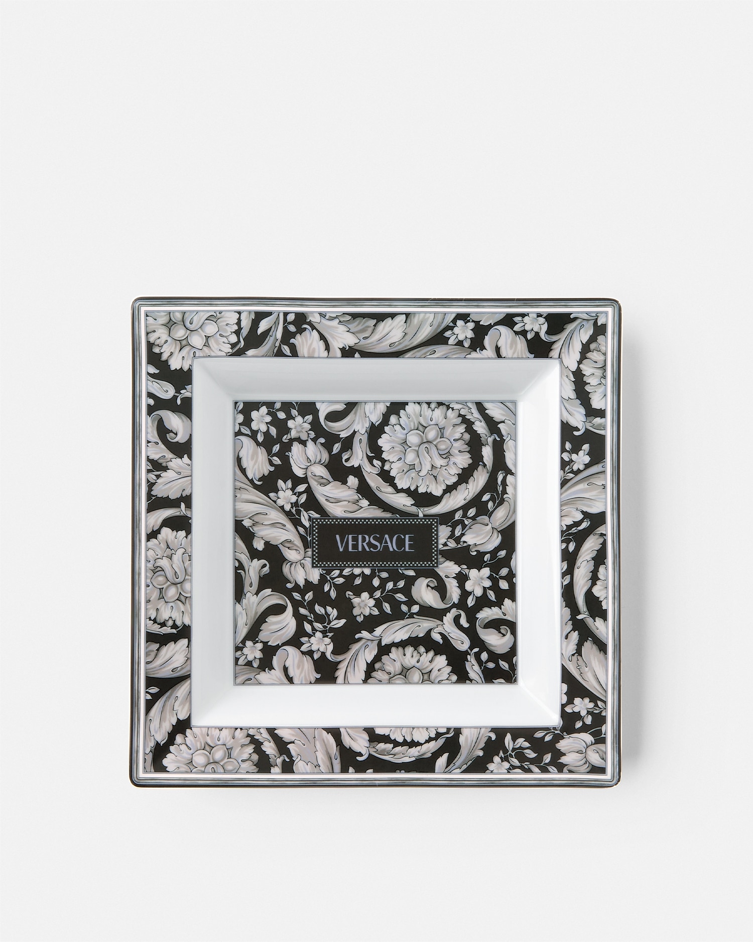 Versace Barocco Square Plate 21,5 Cm In Black+print