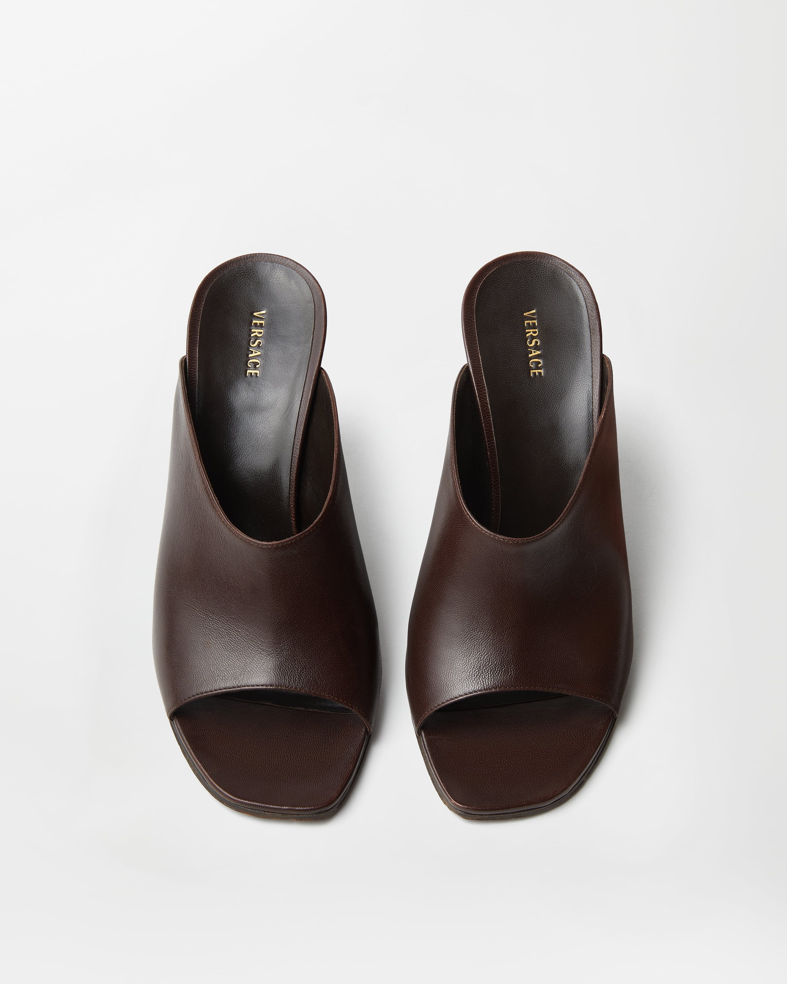 Giulietta Leather Mules 80 mm Black | VERSACE US