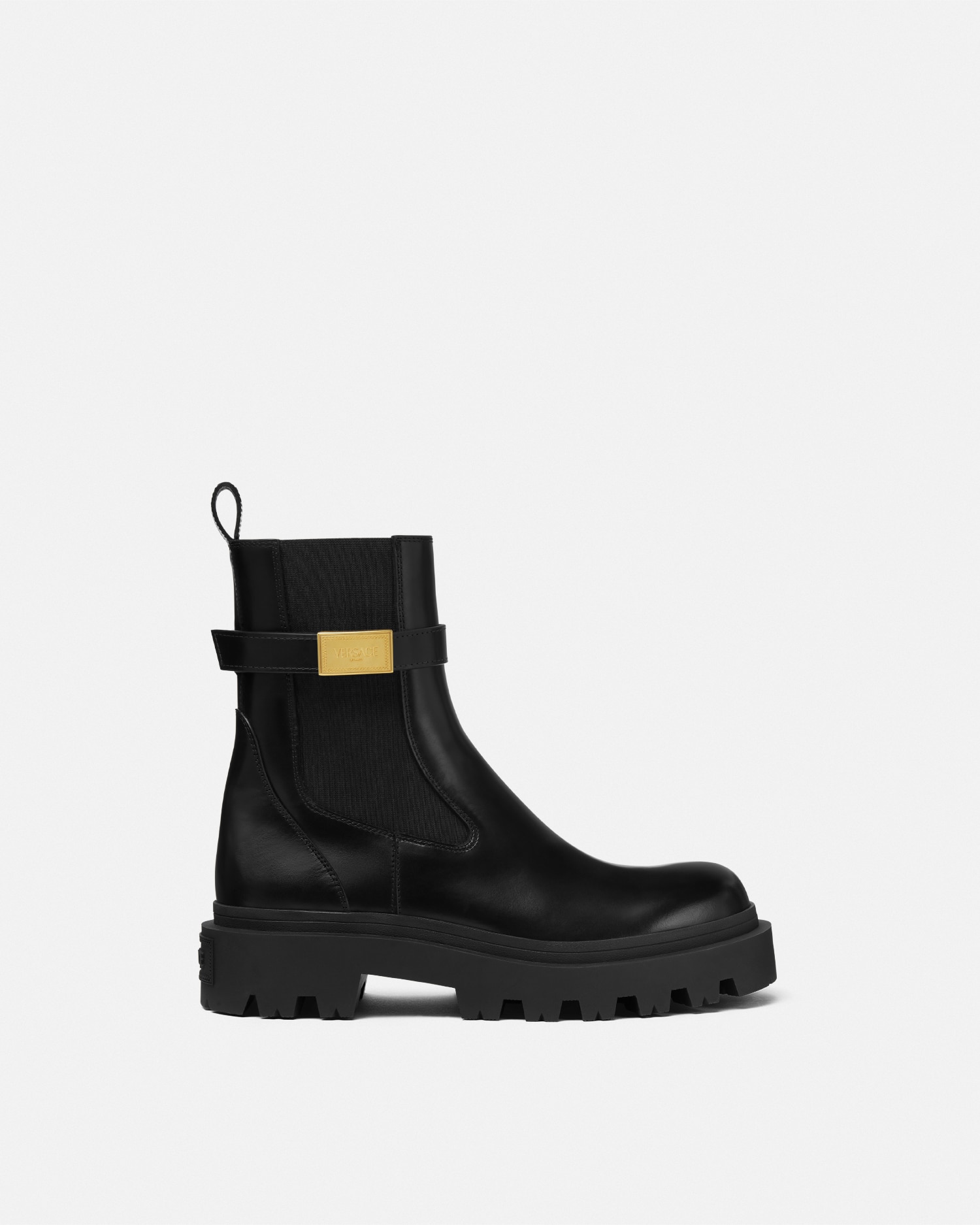 Versace Alba Chelsea Boots 35 Mm In Black+gold