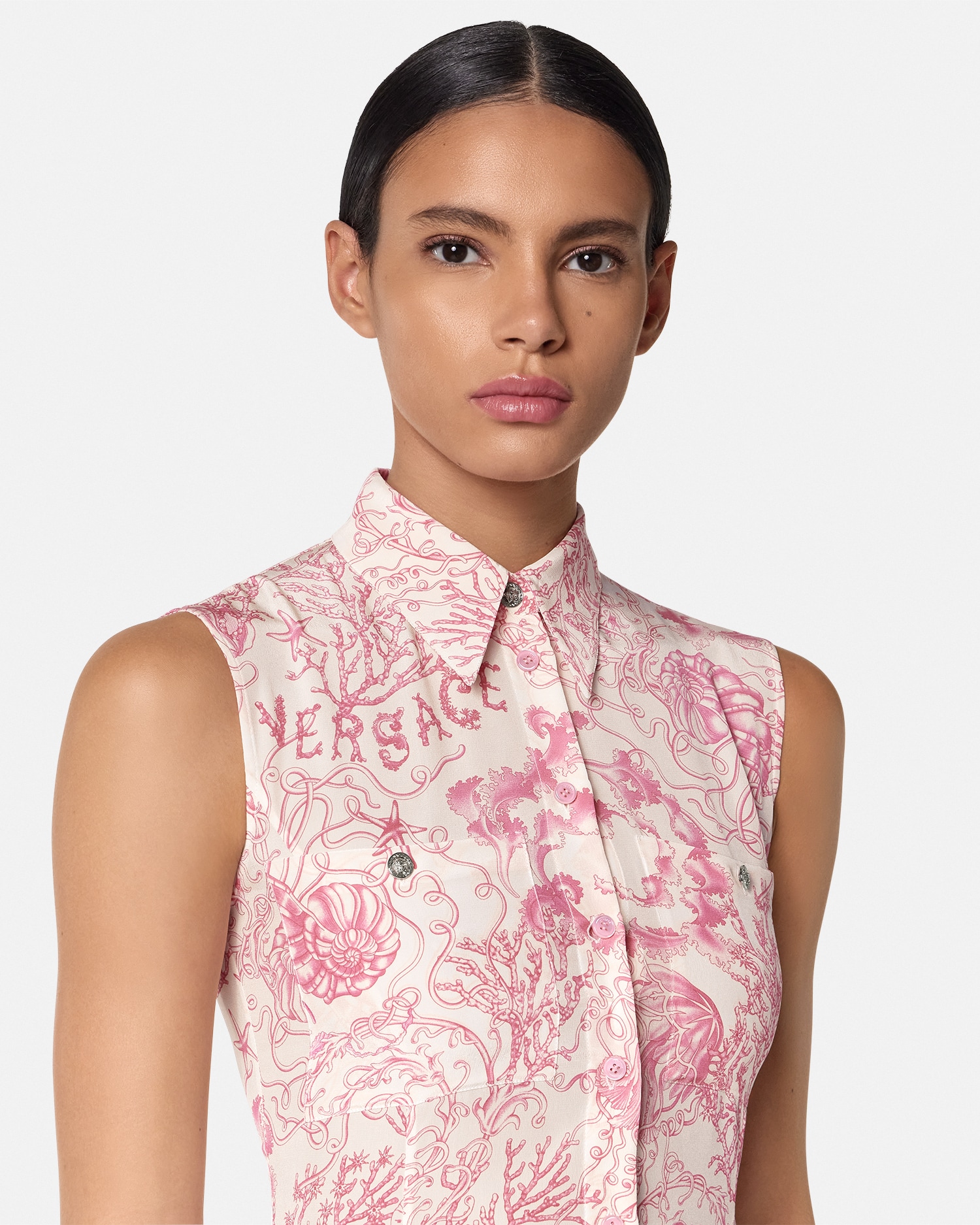 Underwater Barocco Flowy Midi Shirt Dress