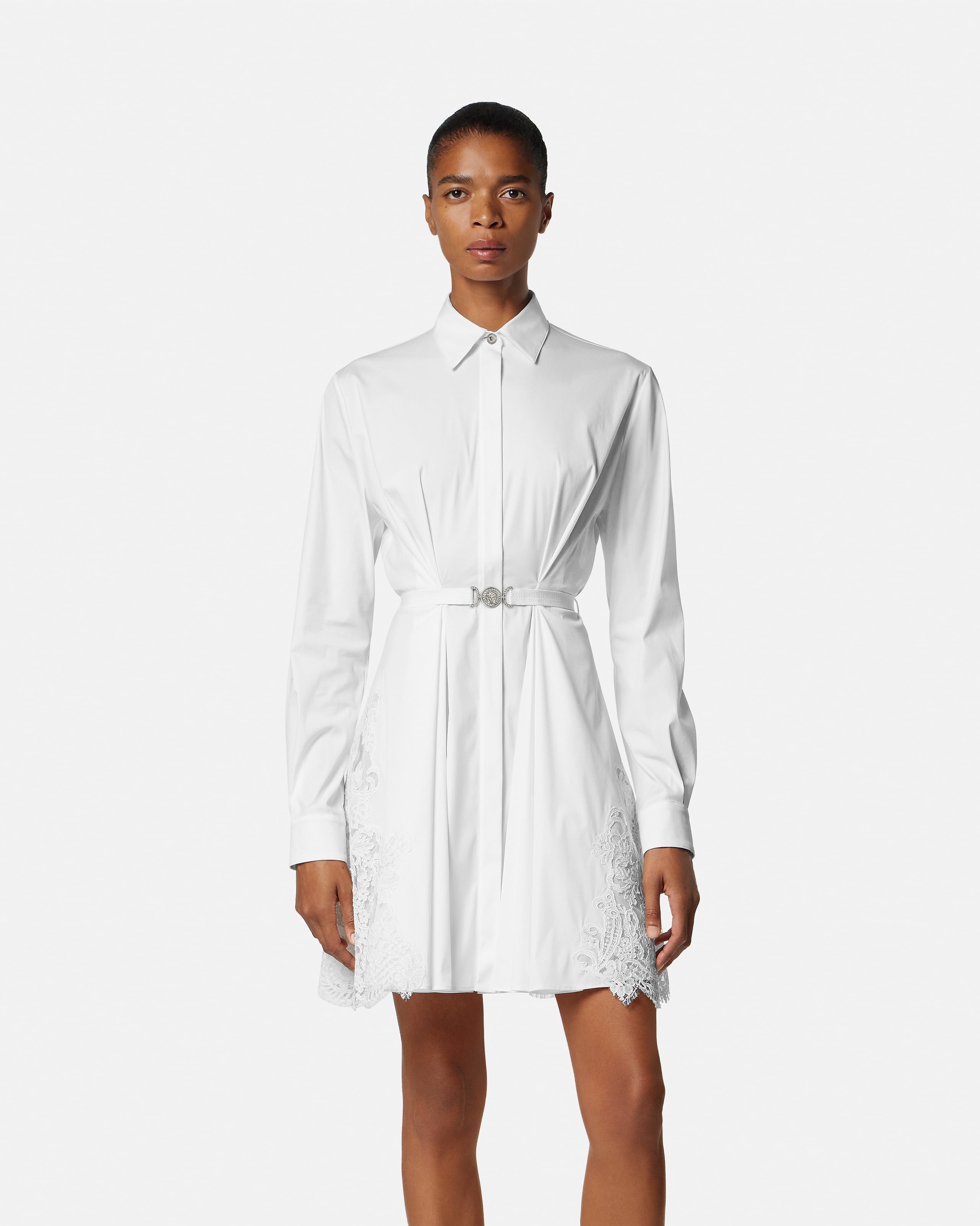white shirt lace dress Women's Slice Of Heaven Lace Shirt Dress in White