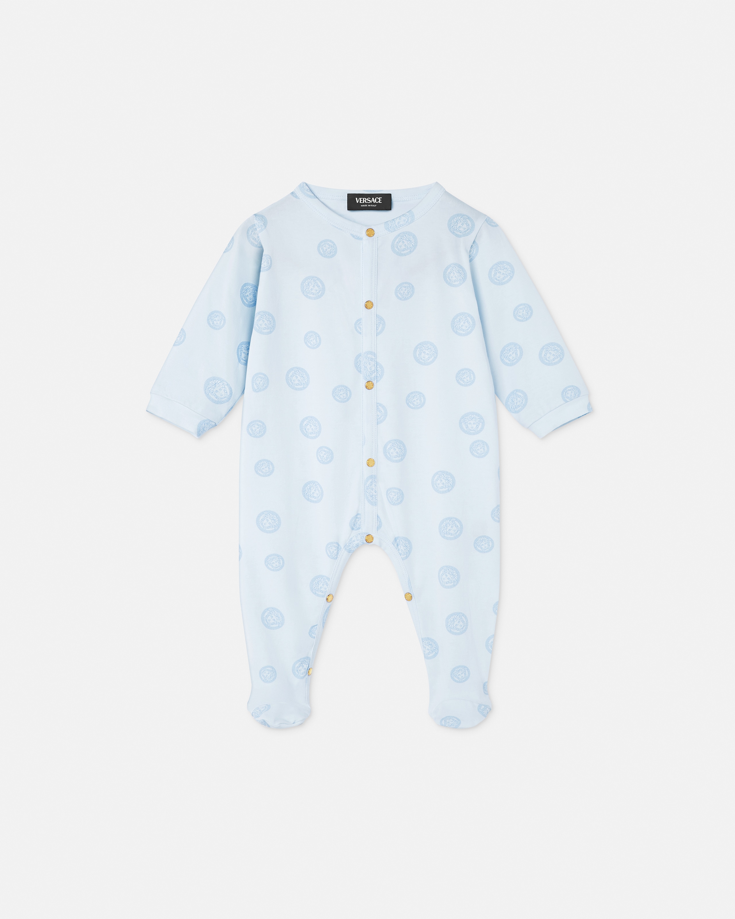 Versace Grenouillère En Jersey De Coton Imprimé Baby In Blue