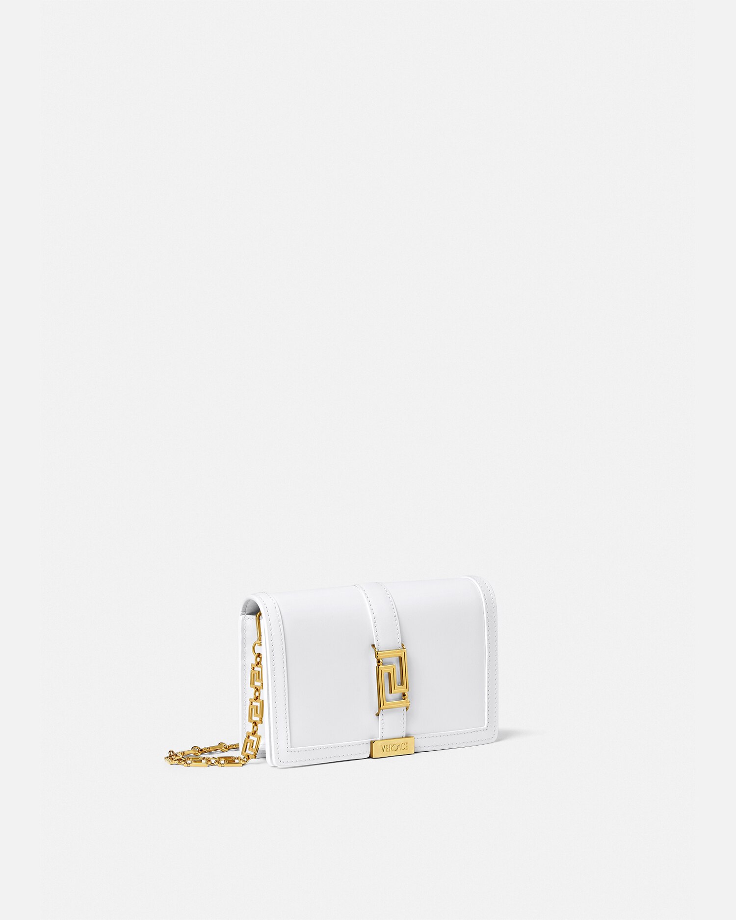 Shop Versace Greca Goddess Mini Bag In White