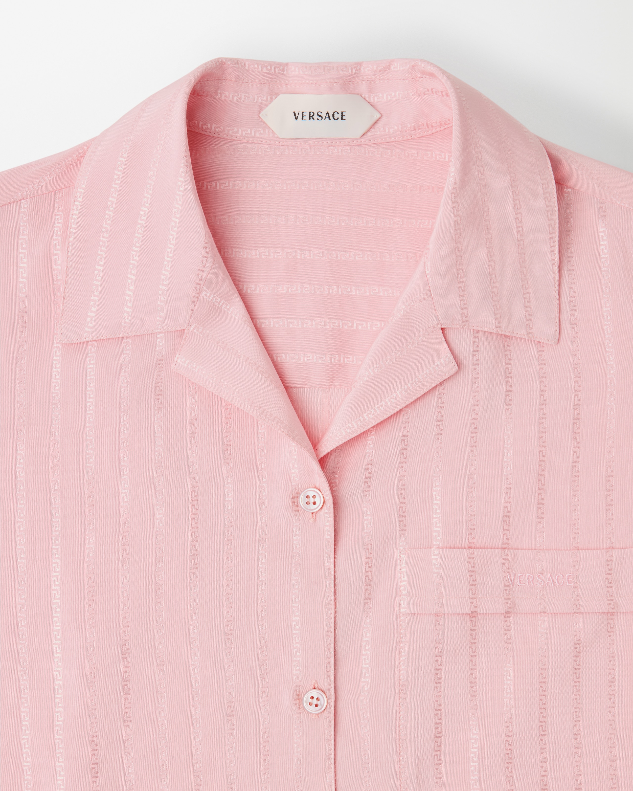 Jacquard Cotton-Silk Shirt Pink | VERSACE