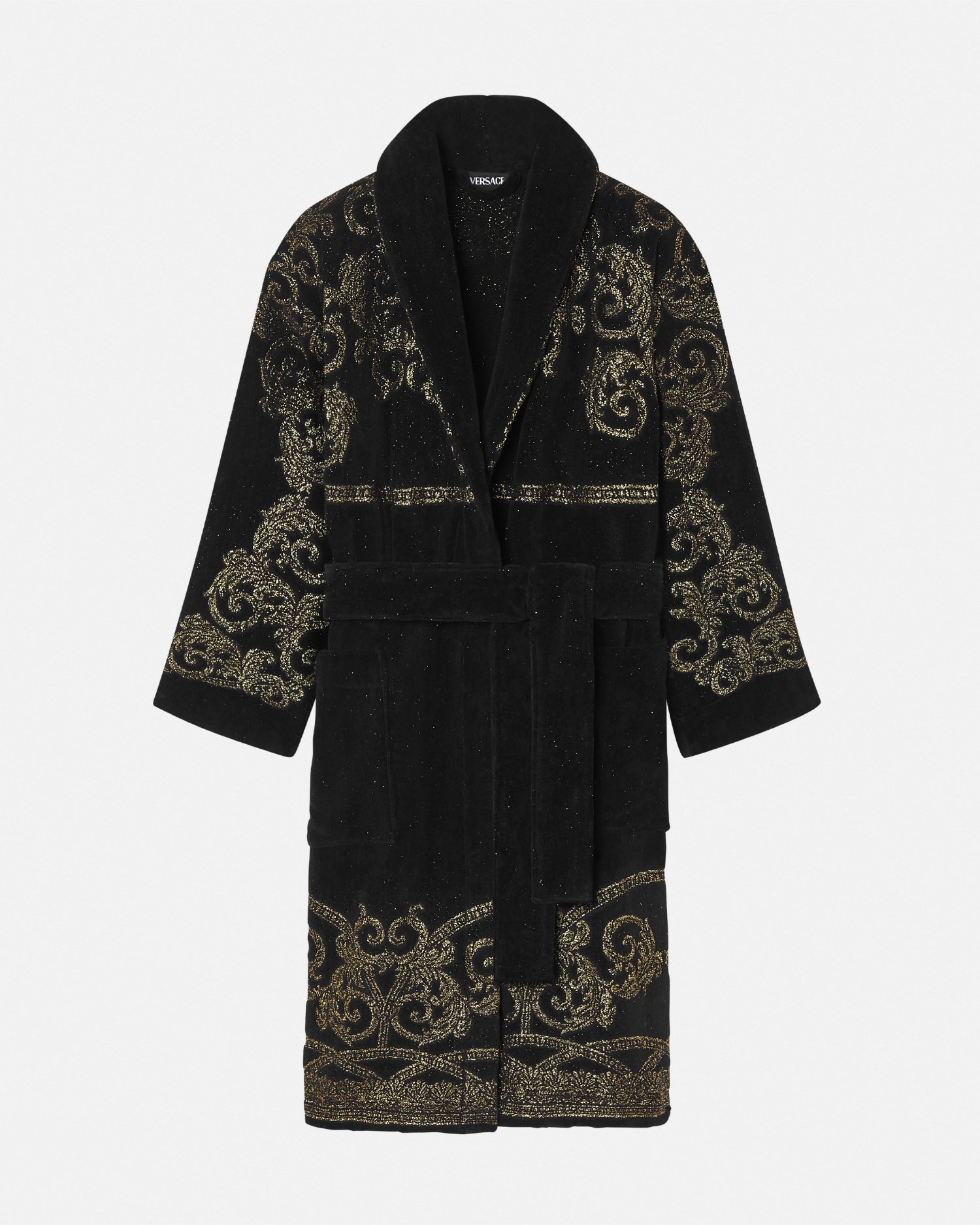 Versace Coupe Des Dieux Bathrobe In Noir+imprimer