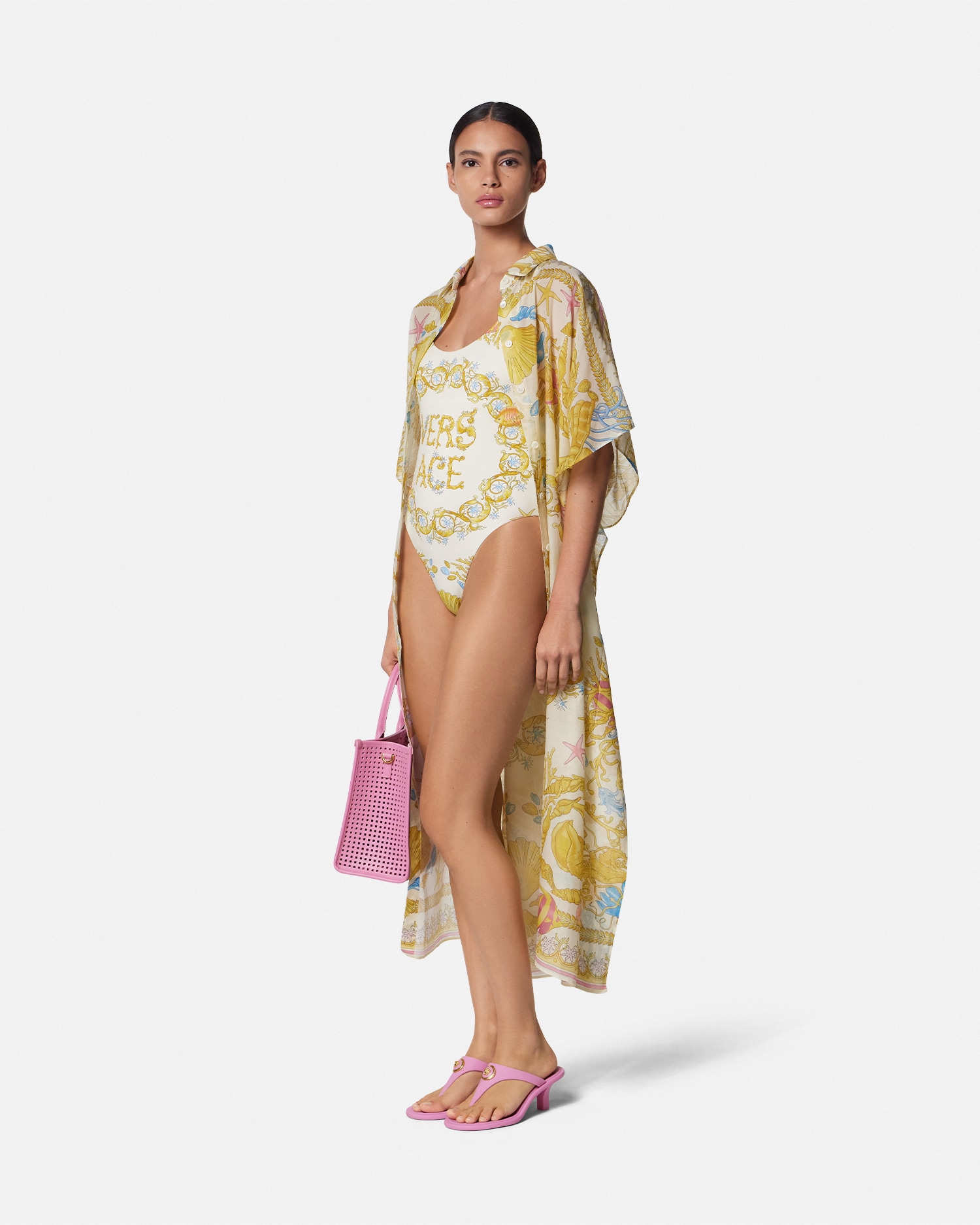 Underwater Barocco One-Piece Swimsuit Multicolor,Gold