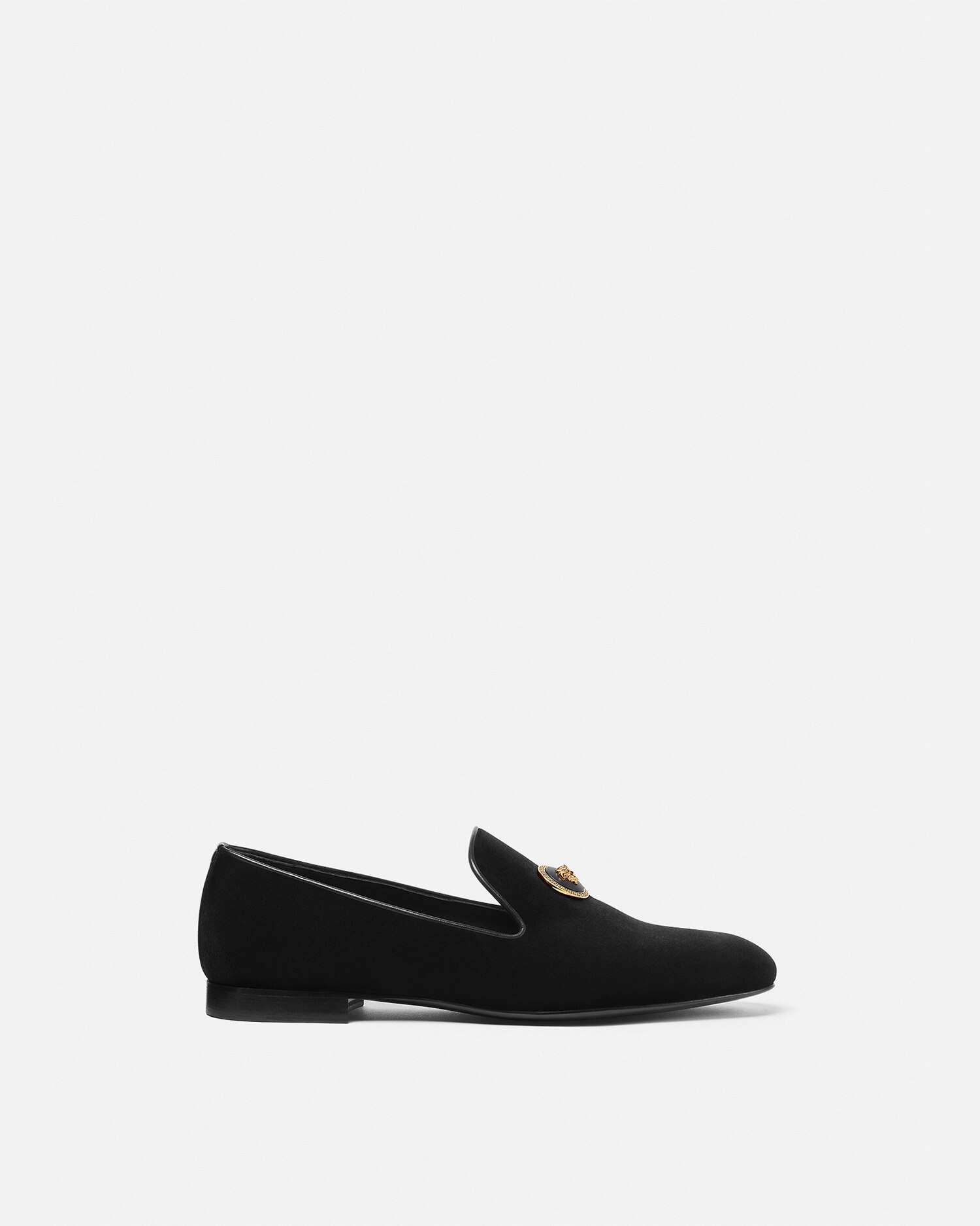 Versace Accessori Medusa Velvet Slippers In Black