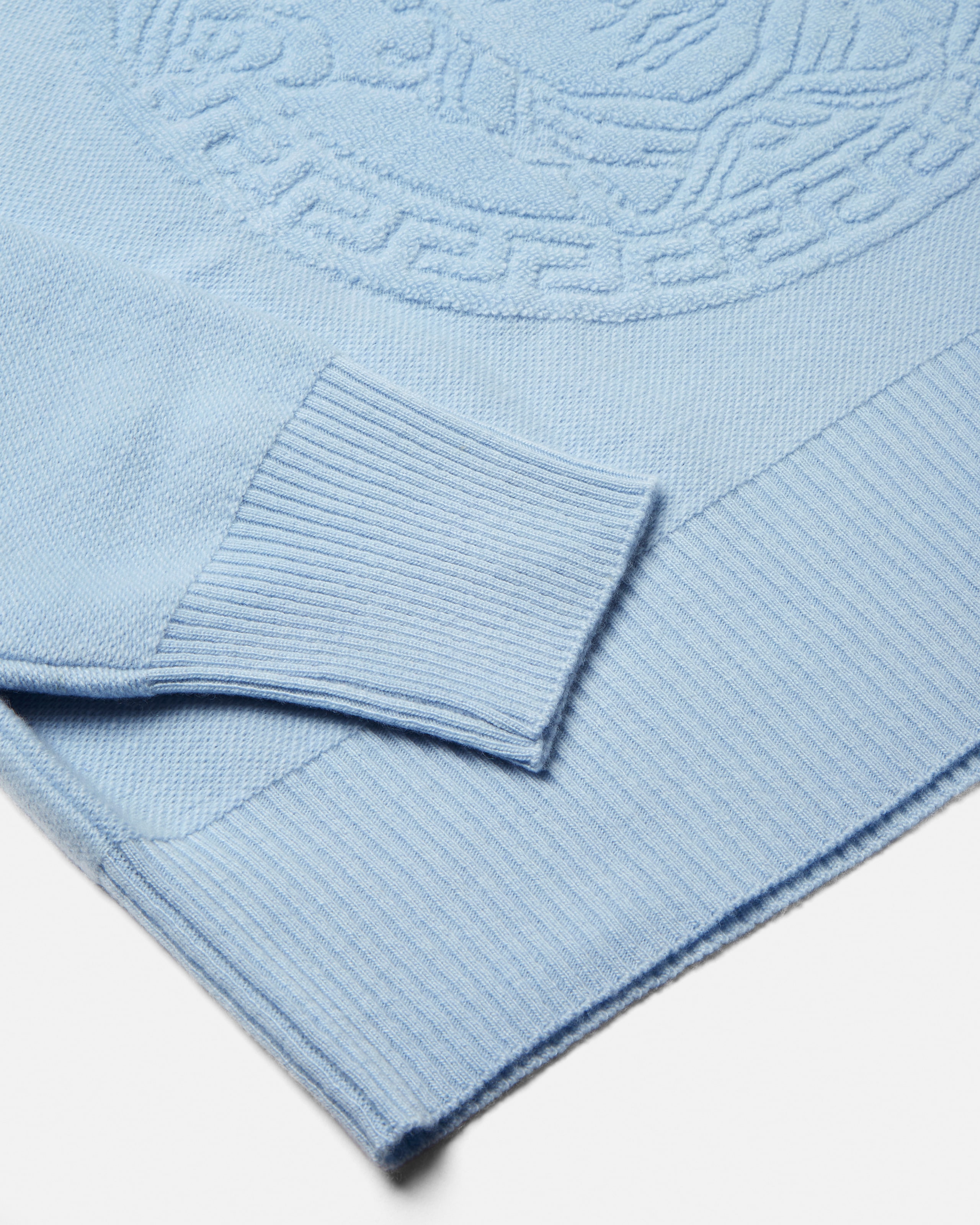 Cashmere-Wool Knit Sweater Blue | VERSACE US