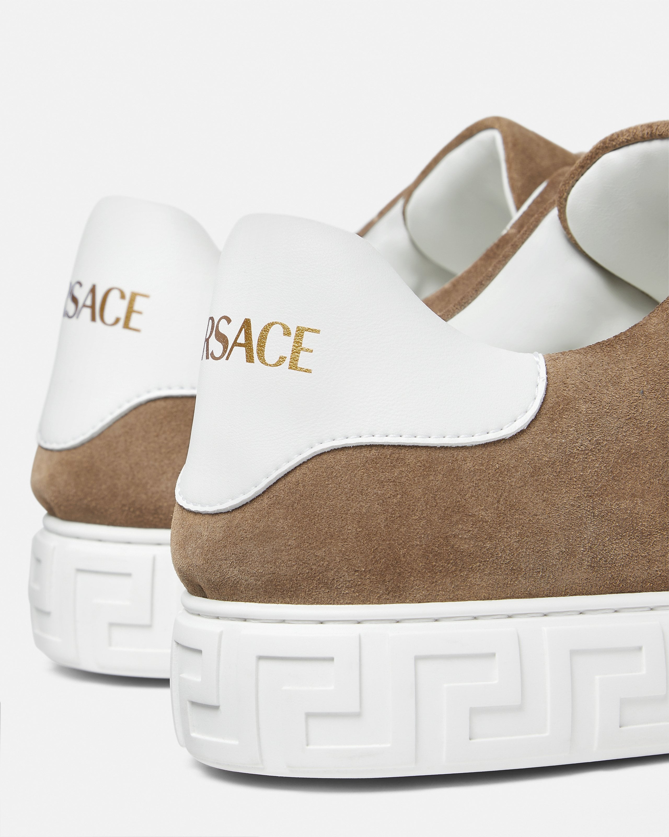 Greca Embellished Suede Sneakers