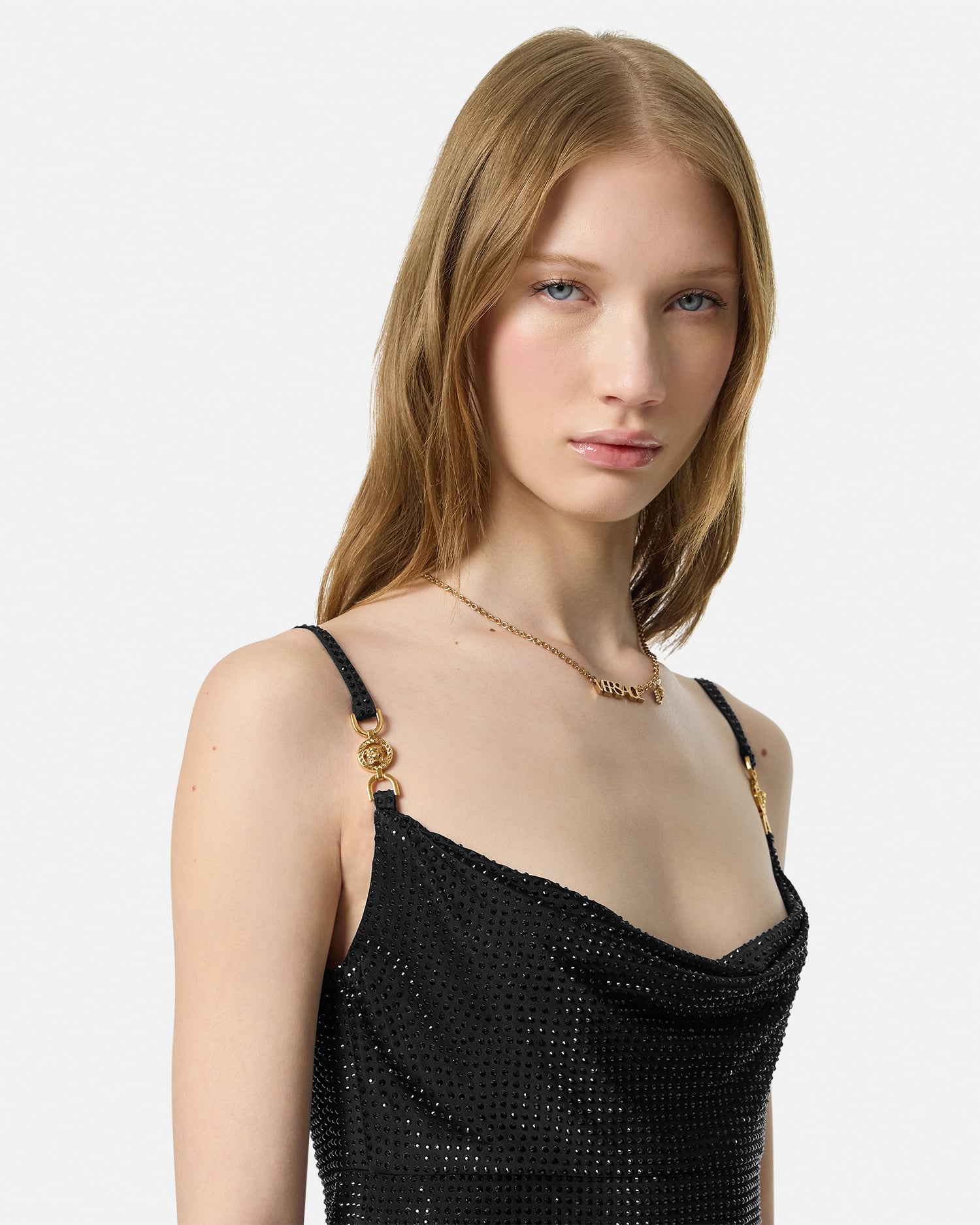 green emerald velvet dress Versace Knitted Dress – LUXE LIVING FASHIONS main image 1
