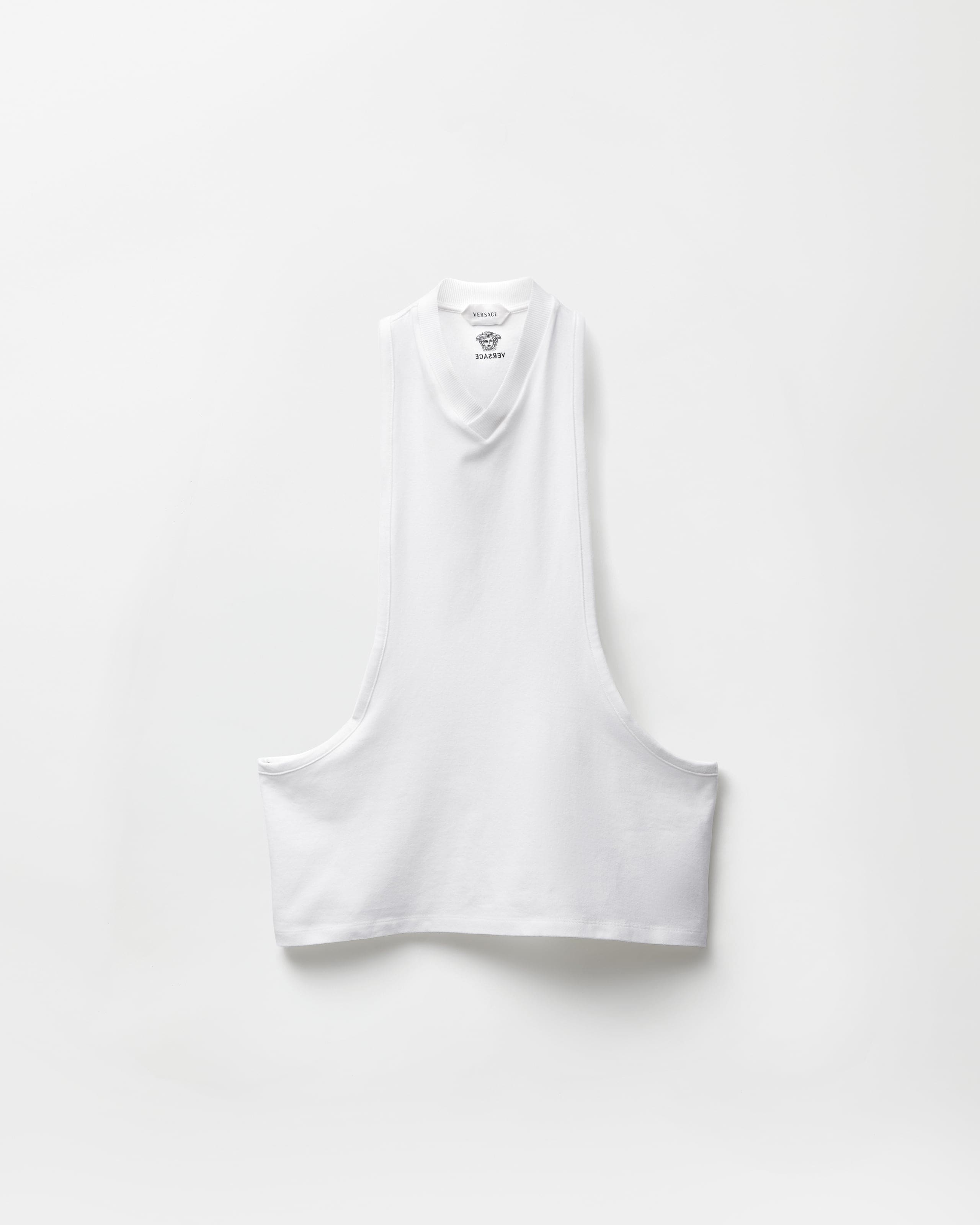 Stretch Cotton-Jersey Tank Top White | VERSACE IN