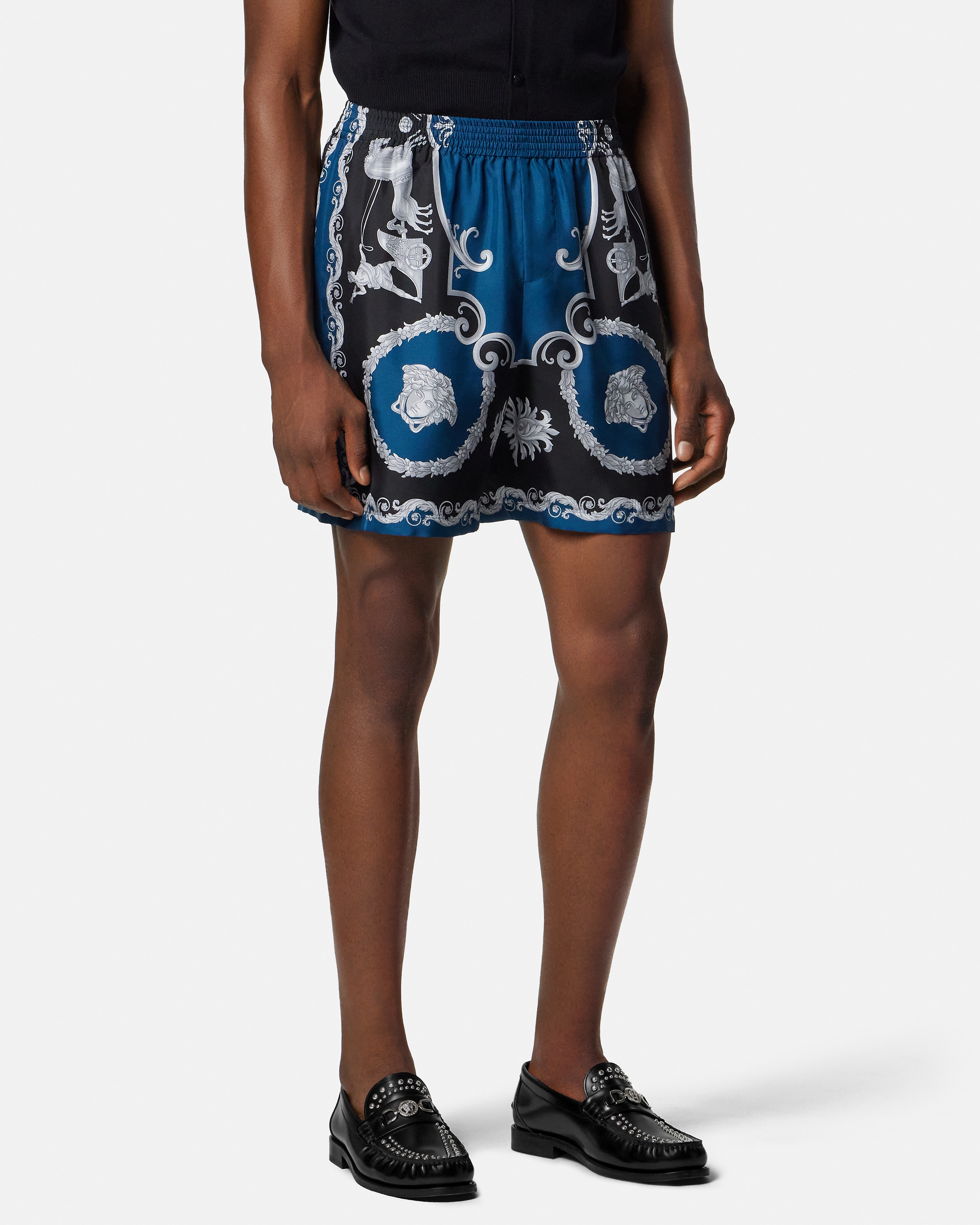 Printed Silk Twill Slim Shorts