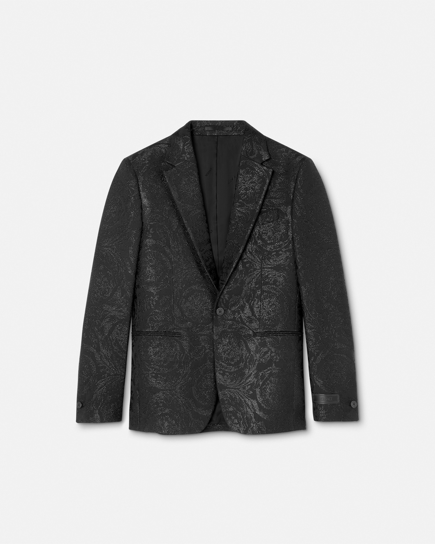 Versace Barocco Jacquard Single-breasted Blazer In Black