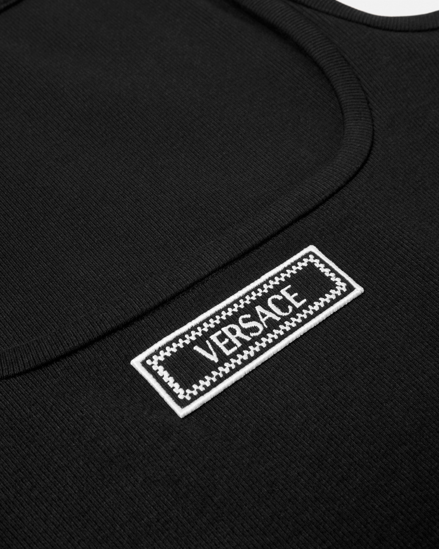 Versace 90s Vintage Logo Ribbed Tank Top In Black