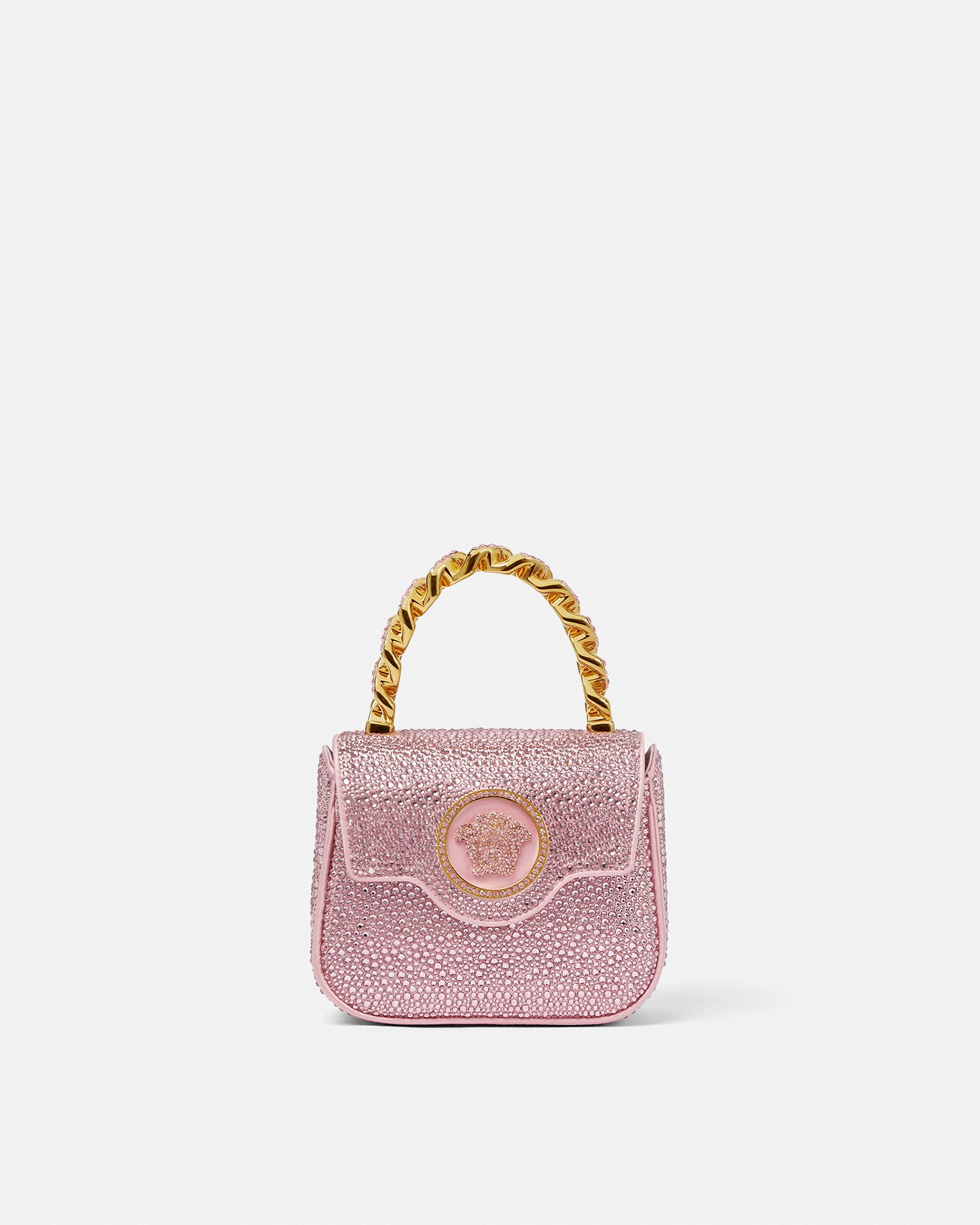 Versace Accessori Crystal La Medusa Mini Bag In Pink