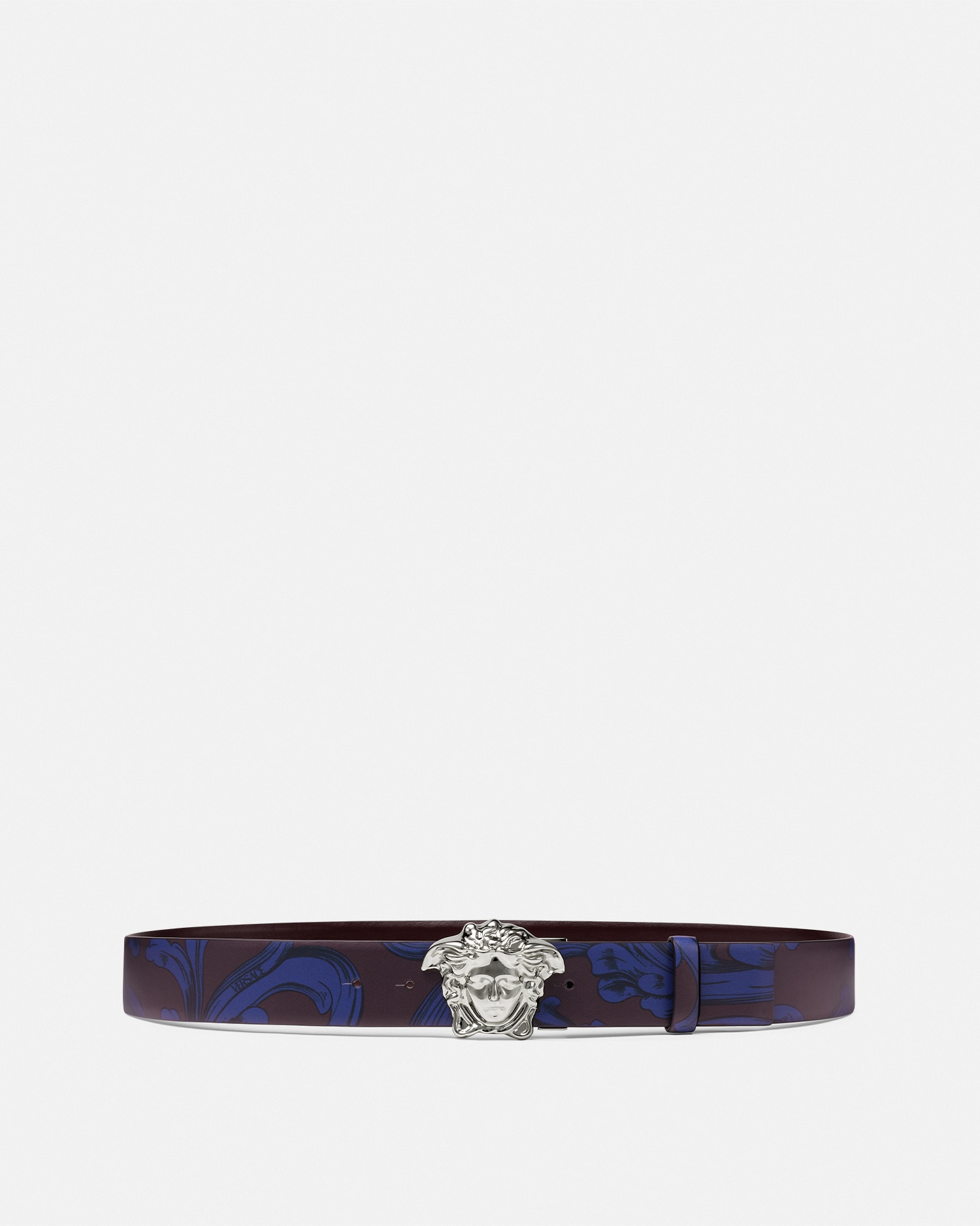 Versace La Medusa Barocco Reversible Belt 4 Cm In Blue+print