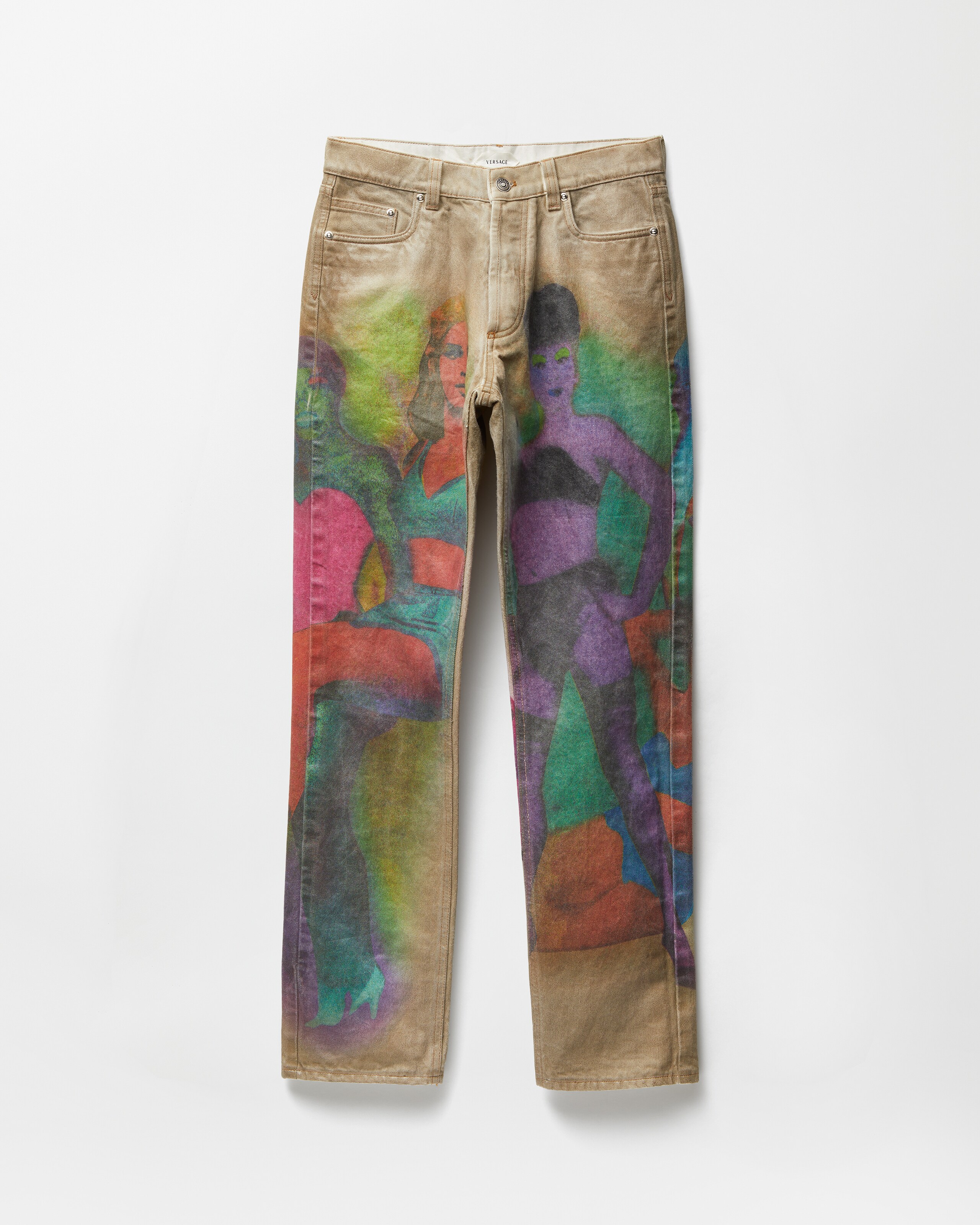 Versace Printed Straight Jeans In Multi