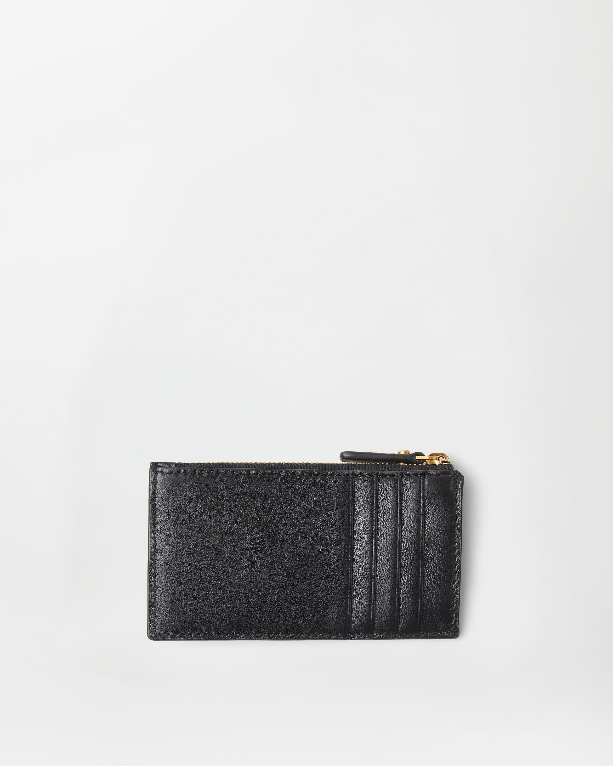 Emblème Leather Zip Card Holder Pink | VERSACE US