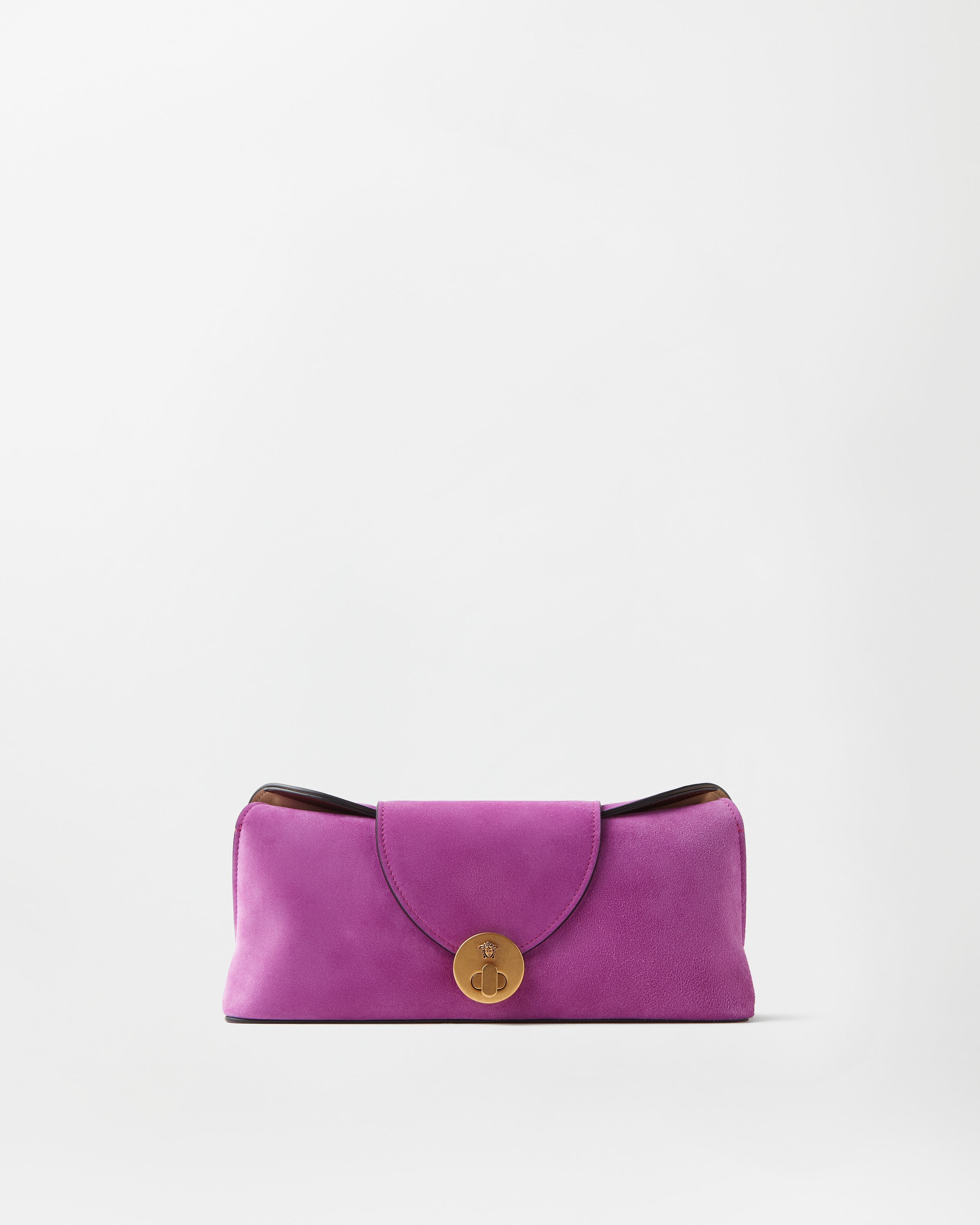 Versace Vivian Suede Clutch In Purple