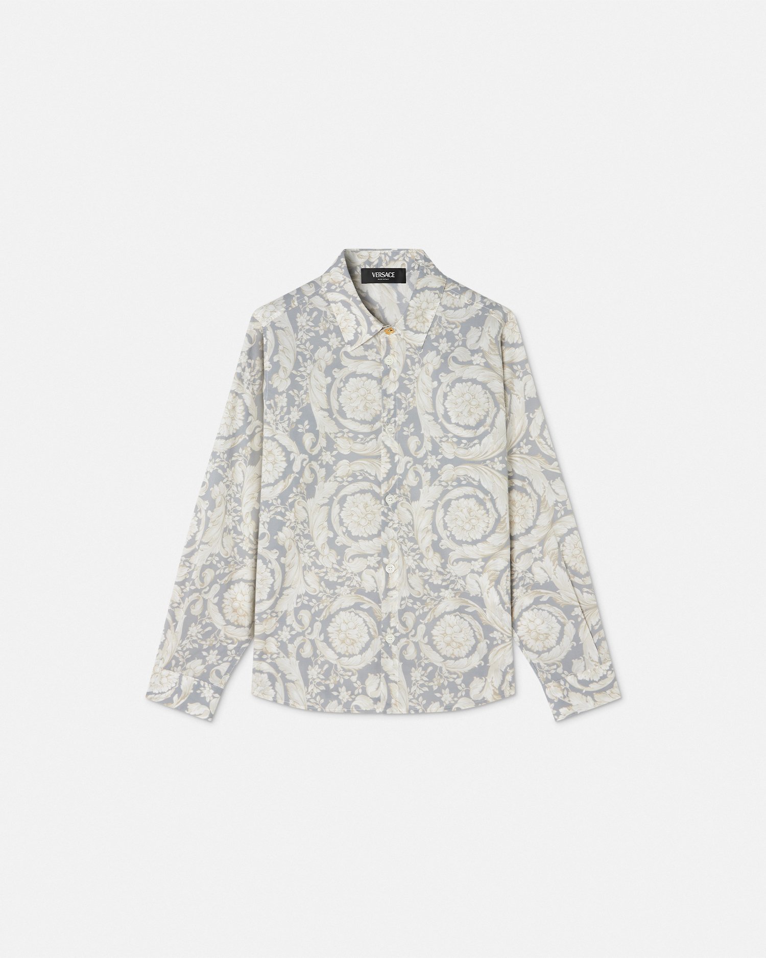 Versace Barocco Kids Shirt In Gray