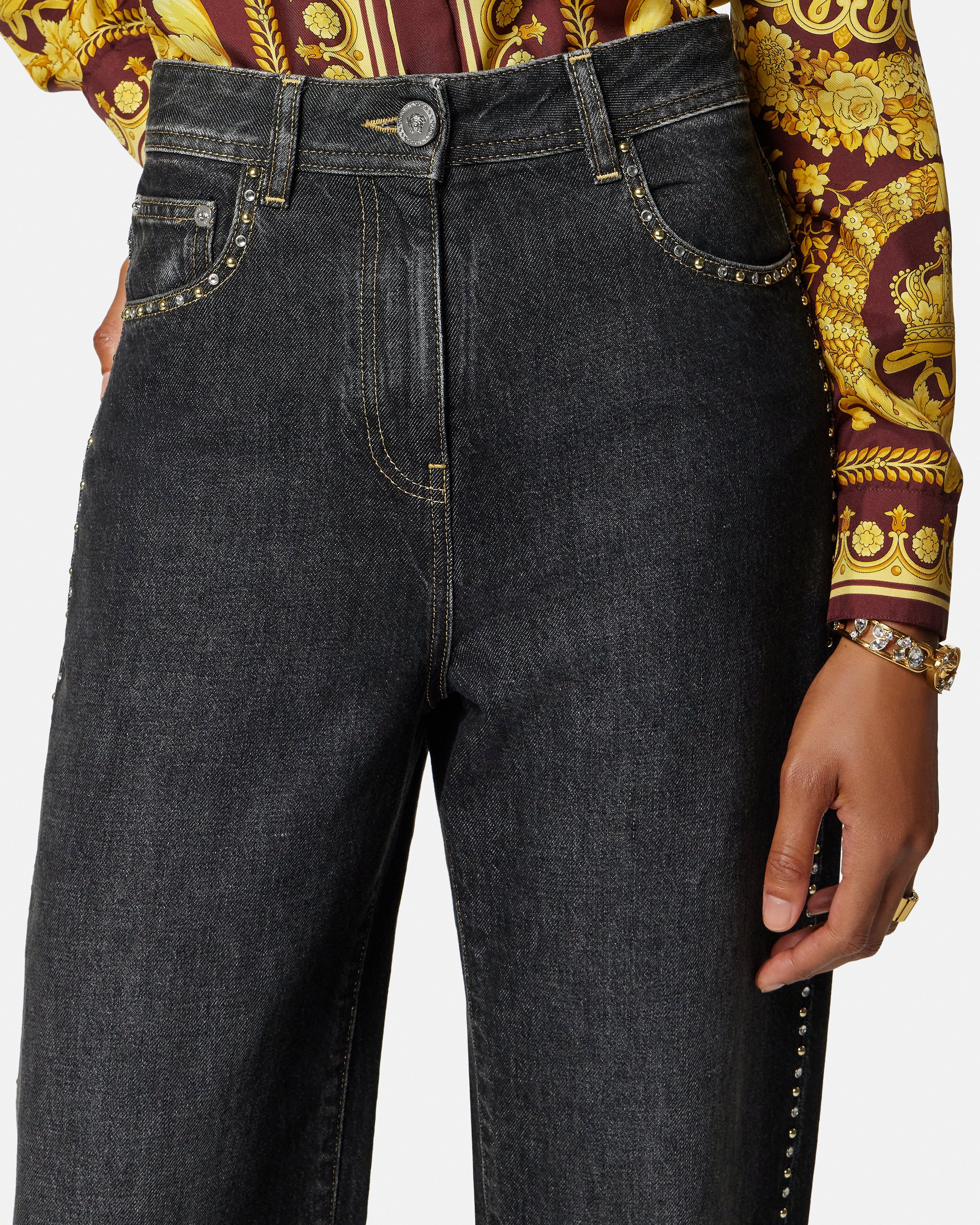 Embellished High-Waist Regular Jeans