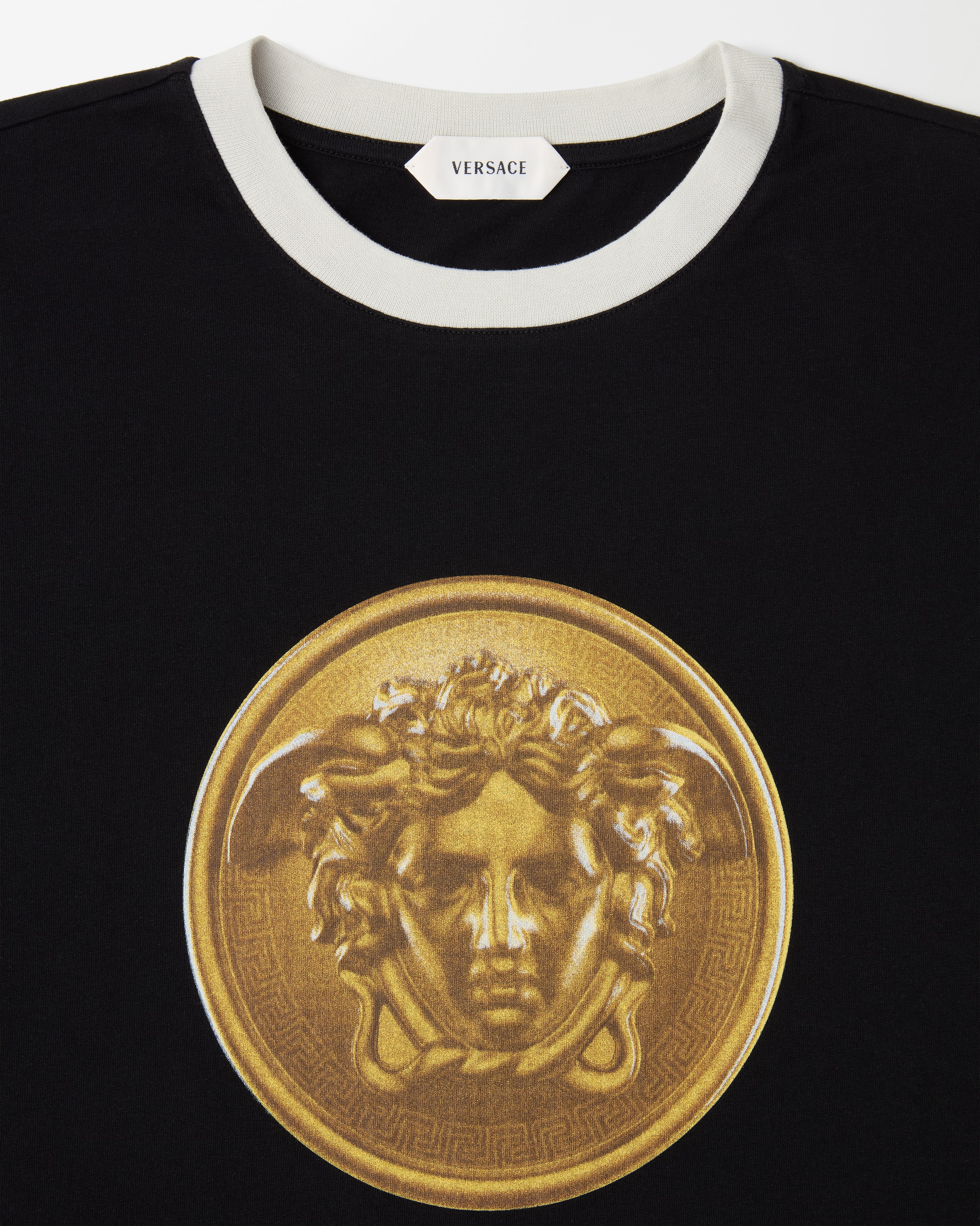 Versace Printed Cotton-jersey Regular T-shirt In Black
